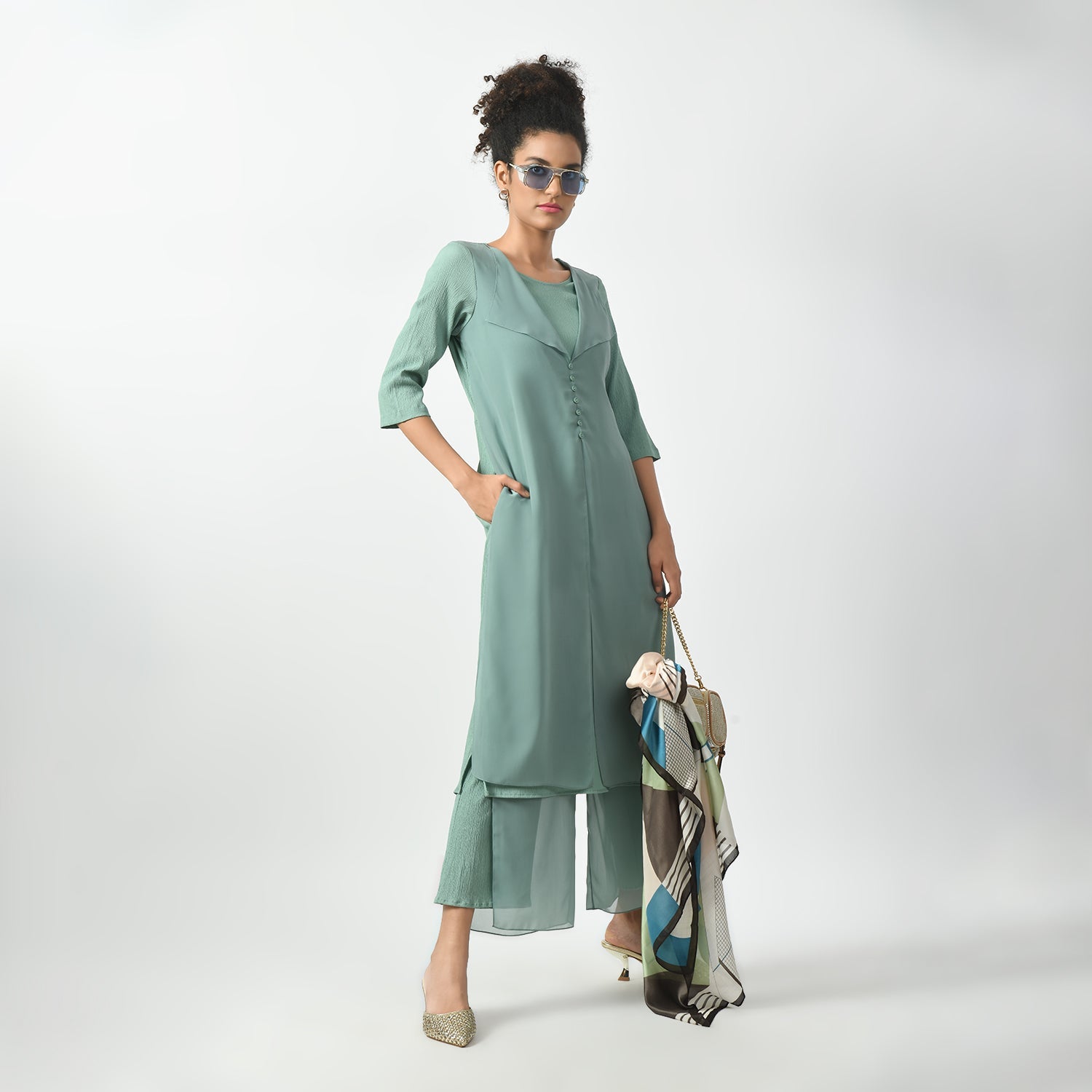 Light Green Crepe Georgette Plazzo-7