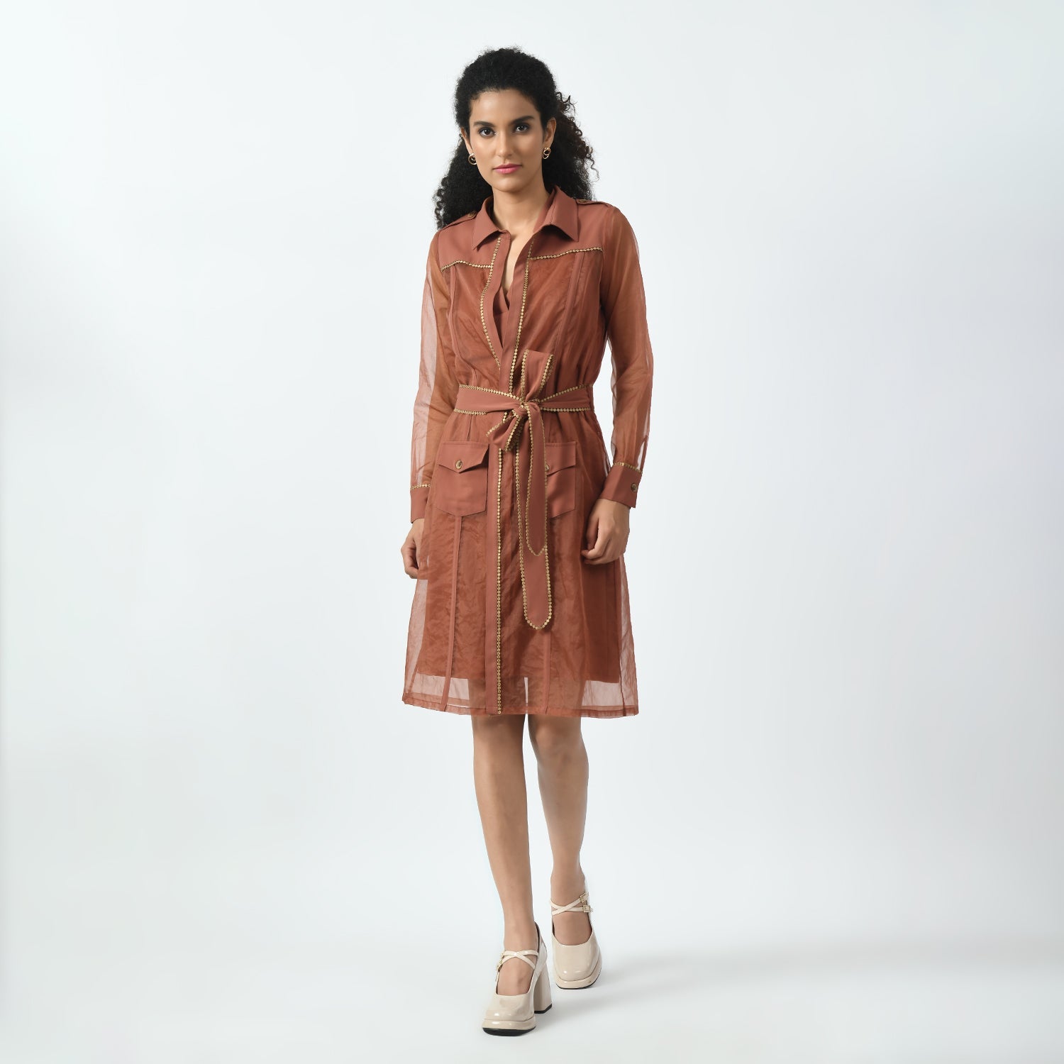 Peach O-5rganza Long Jacket for Women