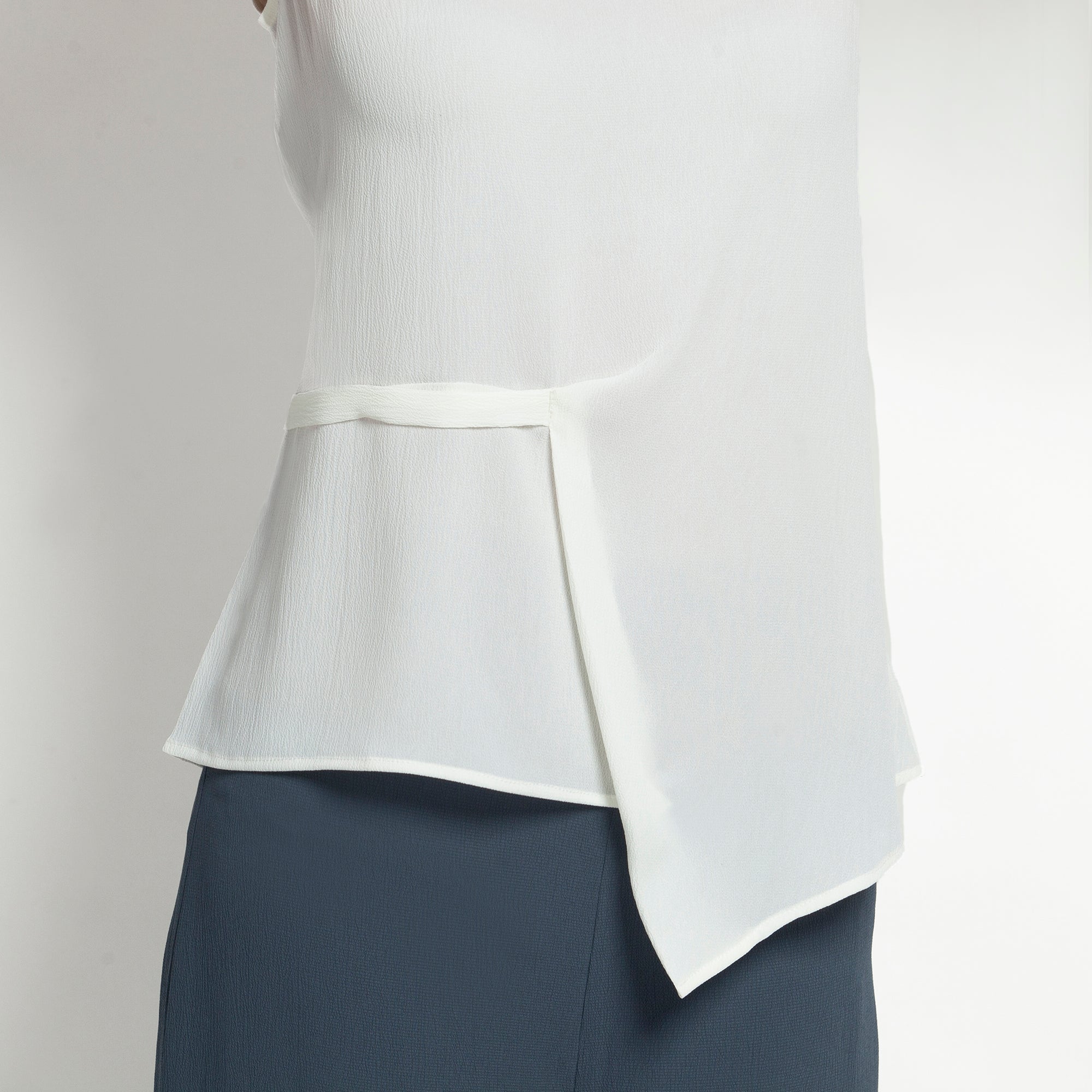 Buy White Crepe Top for Women Office Wear-4