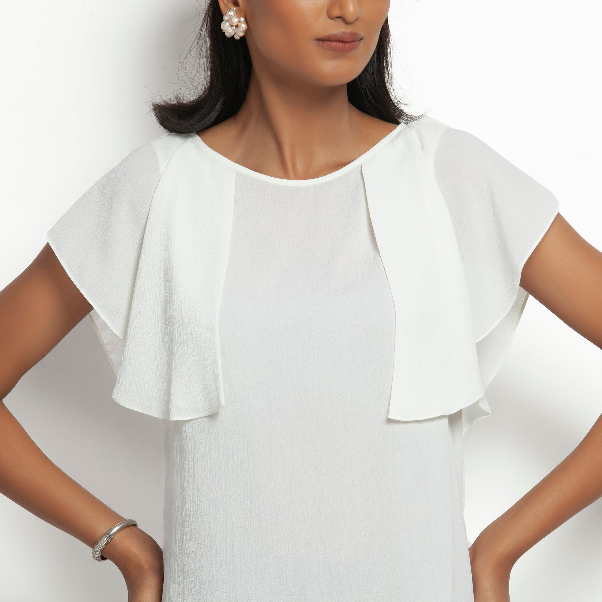 Buy White Crepe Top for Women Office Wear-3