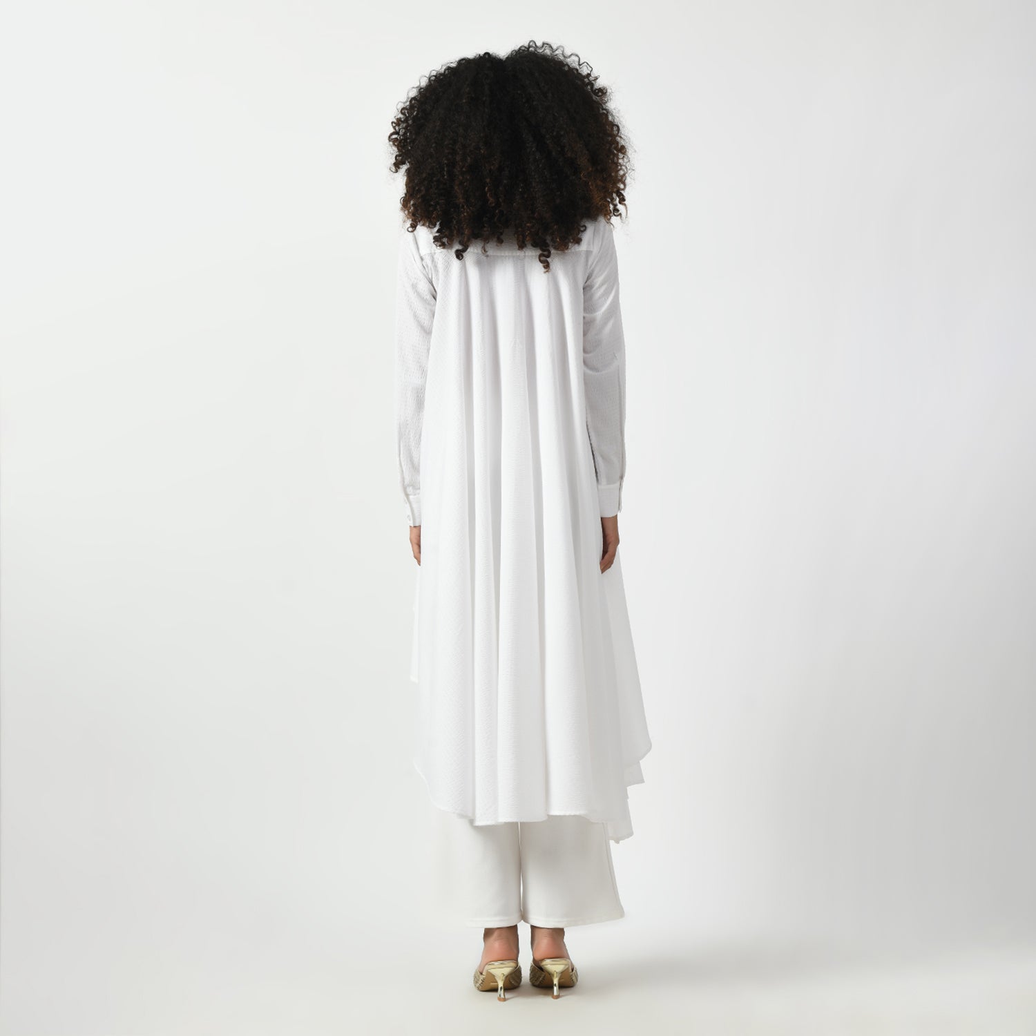 White Line Texture Long Tunic for Women-4
