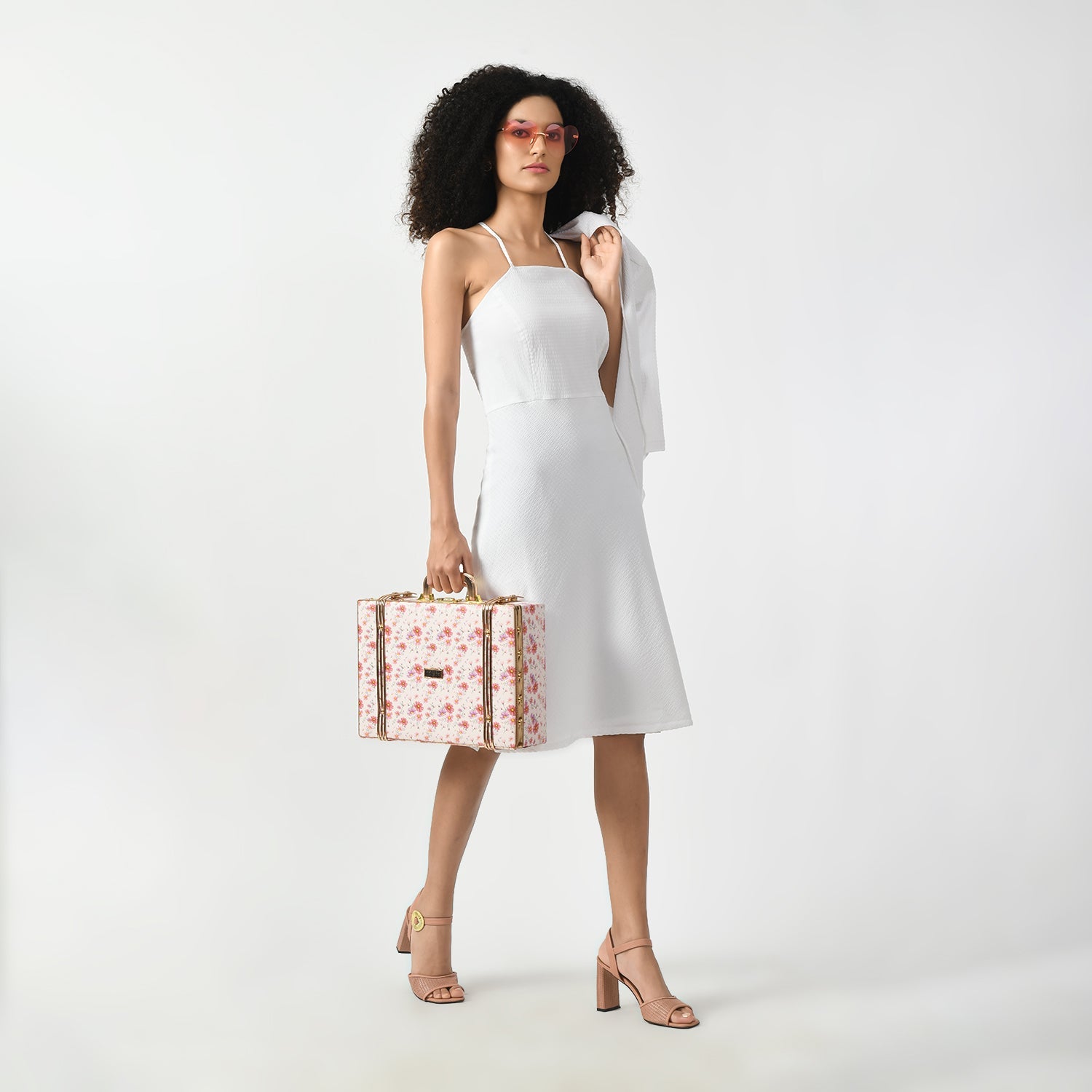 White Texture Halter Office Wear Dresses for Women