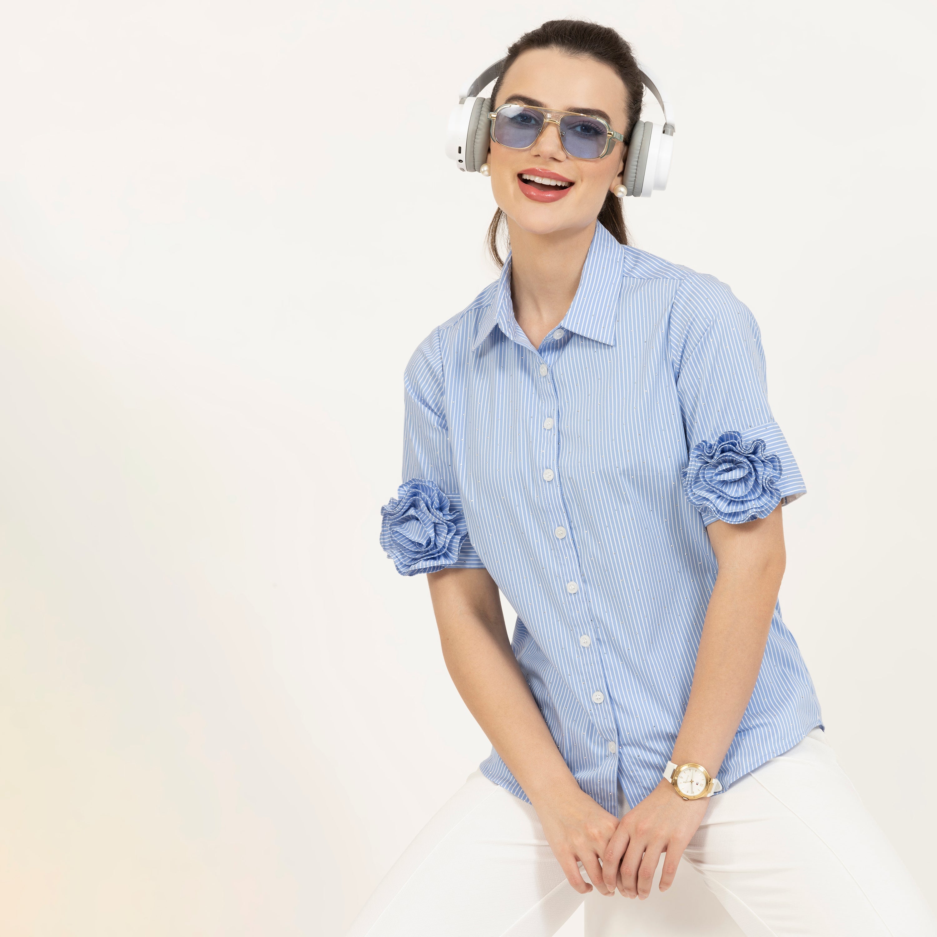 Buy Women Shirt with Slim Fit Trousers