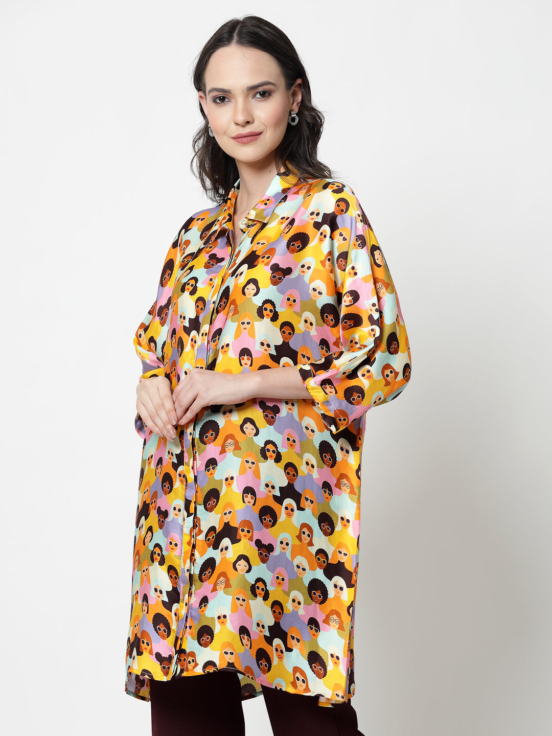 Face Print Long Shirt for Women-4
