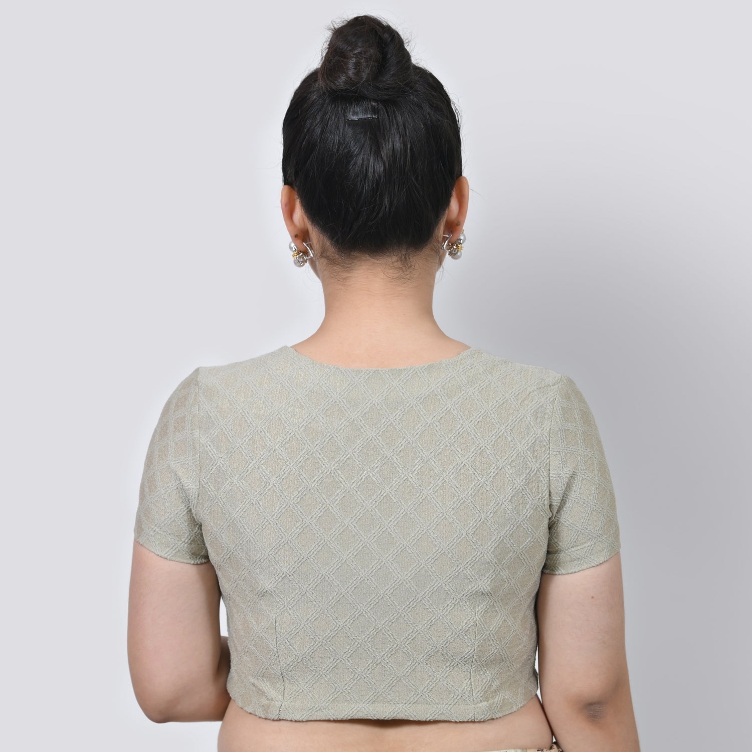 Beige Textured Lycra Blouse