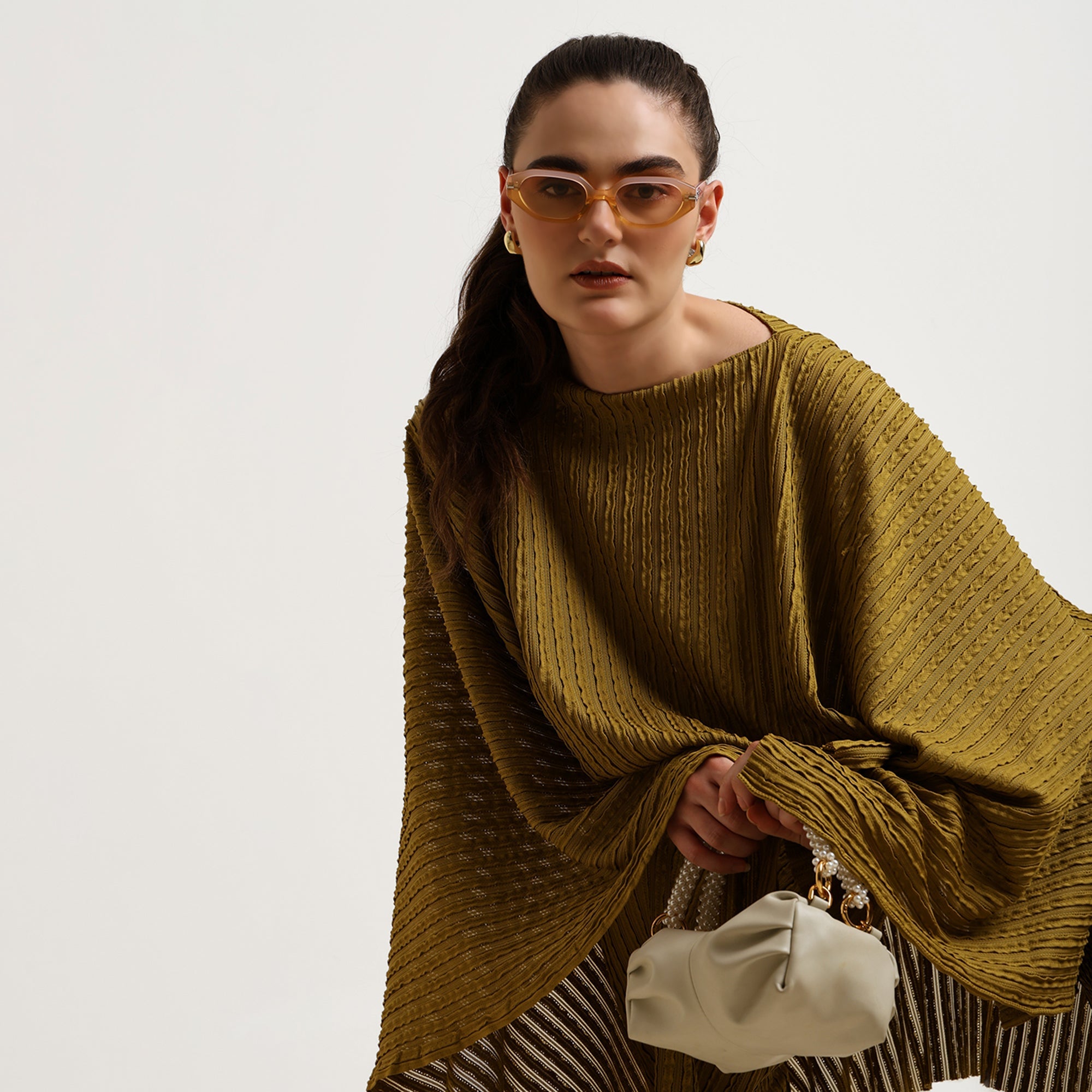 Green Lycra Textured Cape