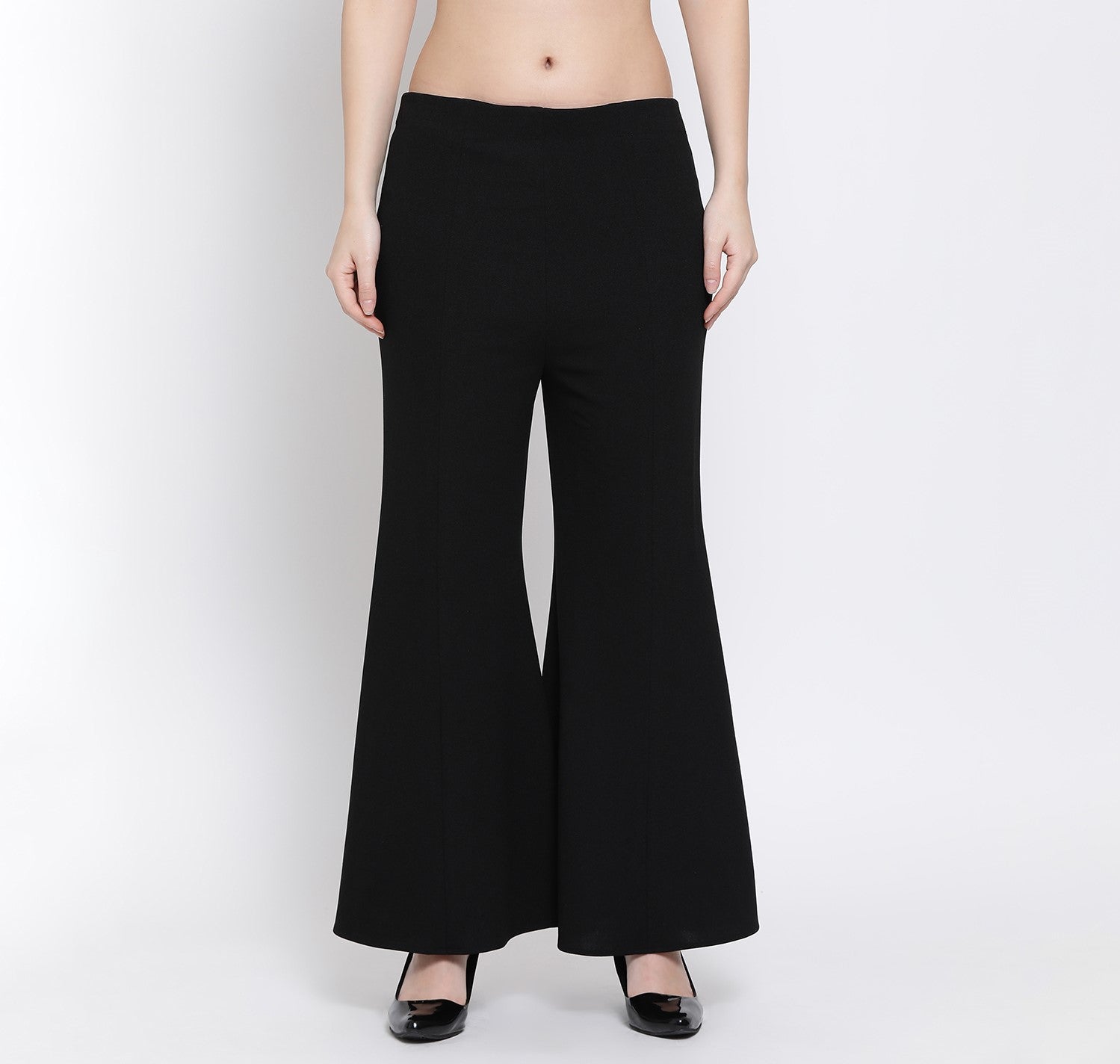 Black Lycra Plazzo with Flare for Women