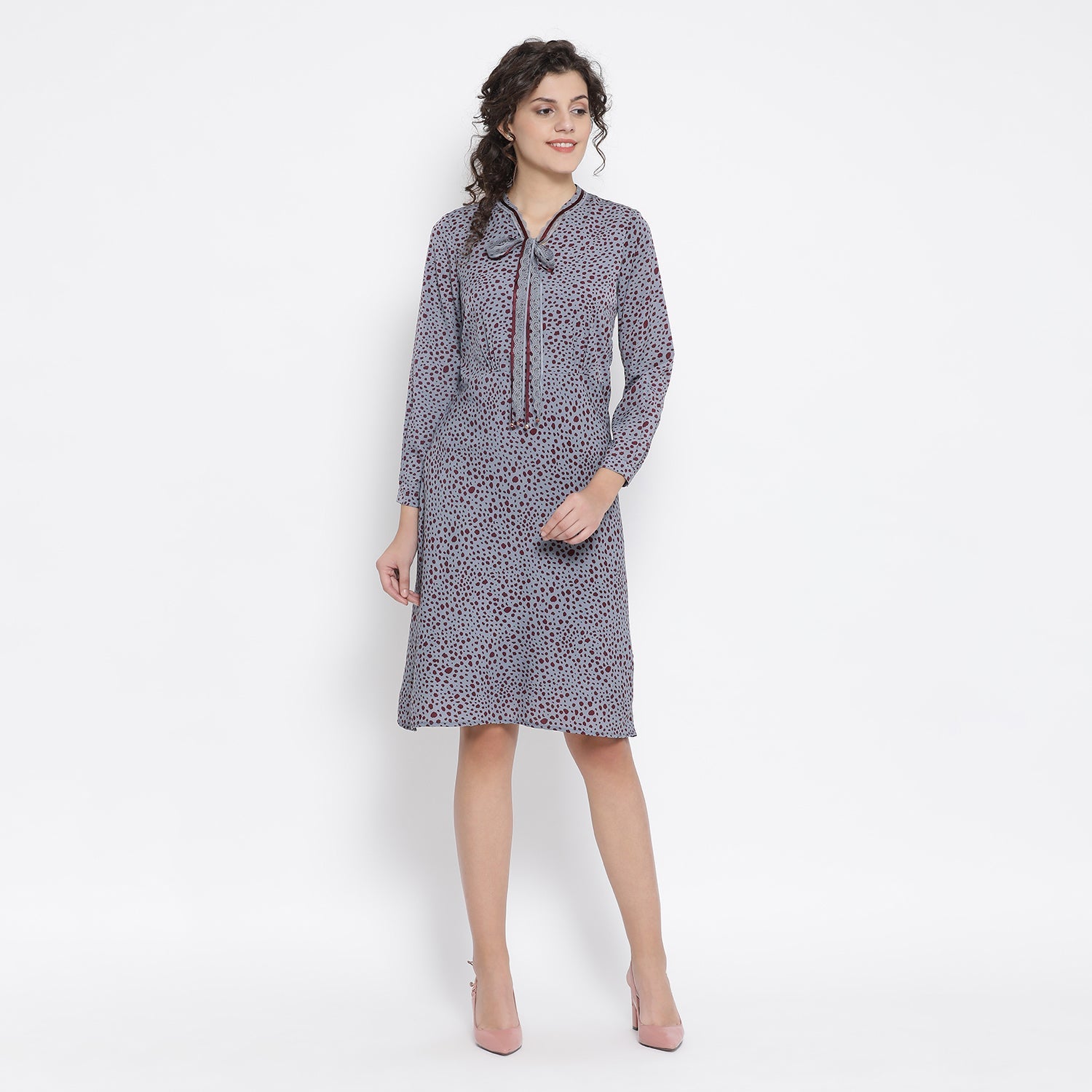 Teal Blue Animal Print Bias Dresses for Women