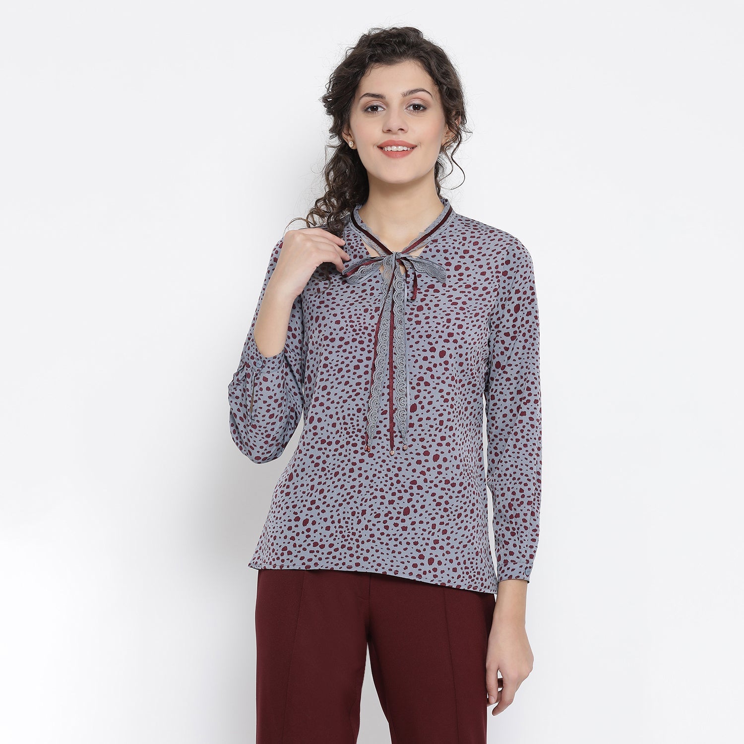 Teal Blue Animal Printed Shirt for Women