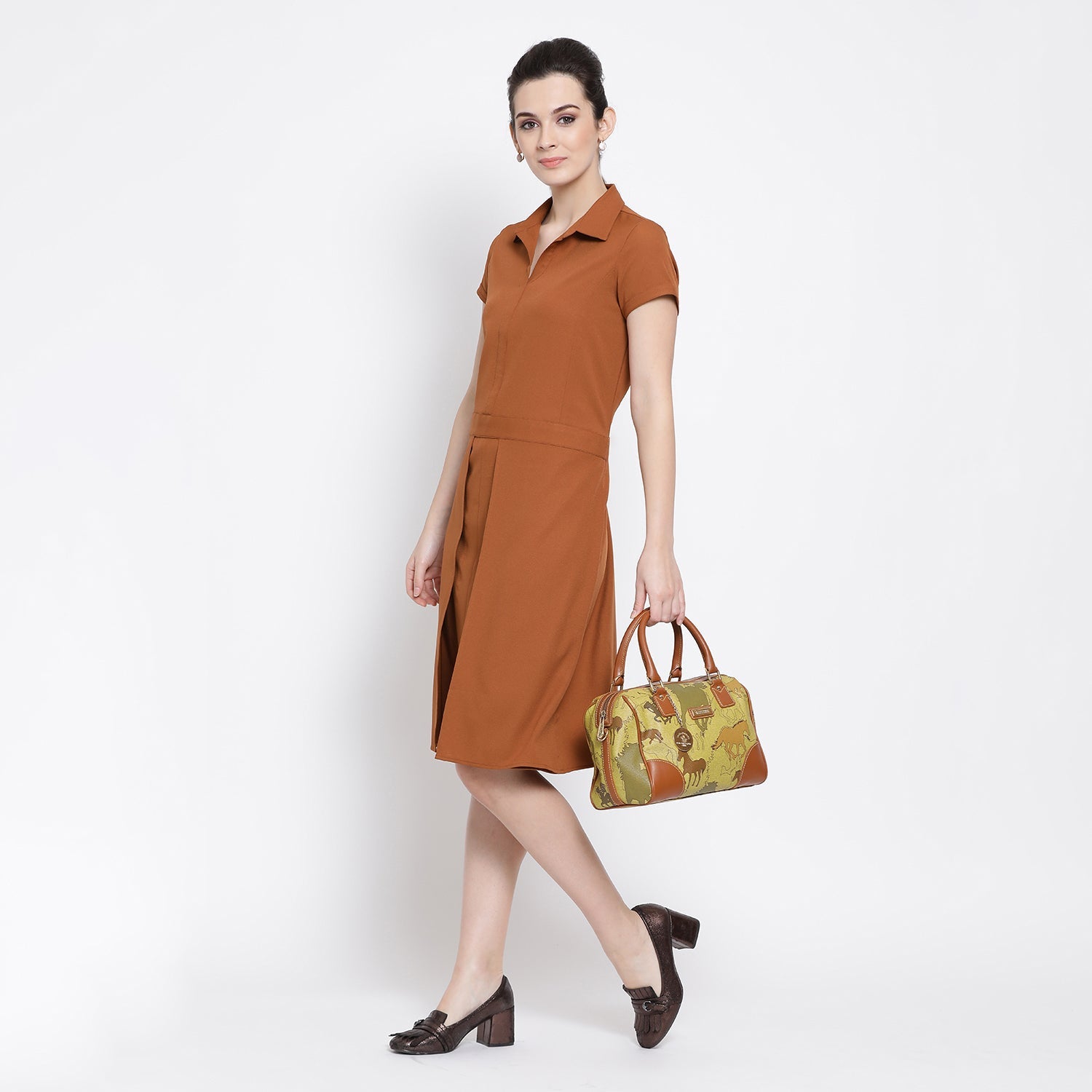 Rust Dress With Flap At Waist