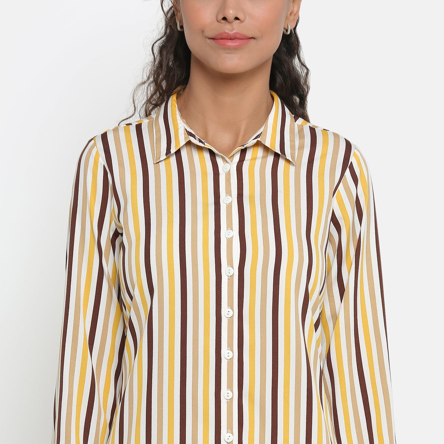 Yellow & Brown Stripe Tunic for Women-4