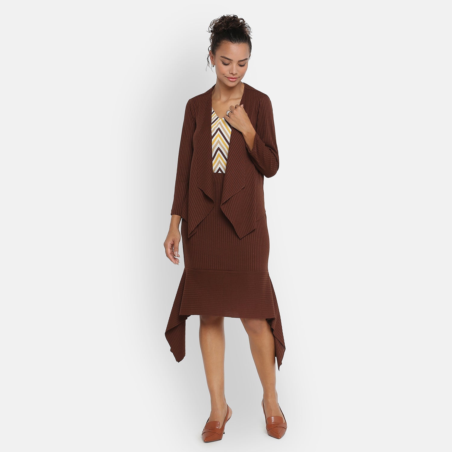 Brown Ribbed Skirt