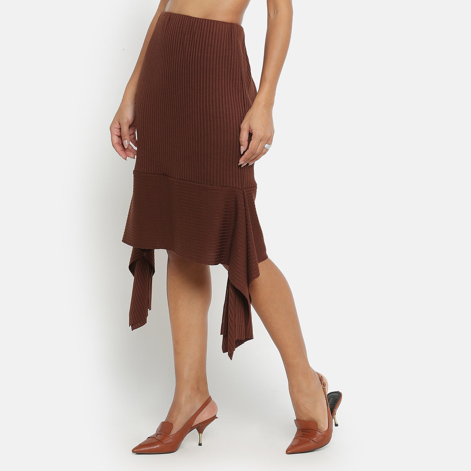 Brown Ribbed Skirt