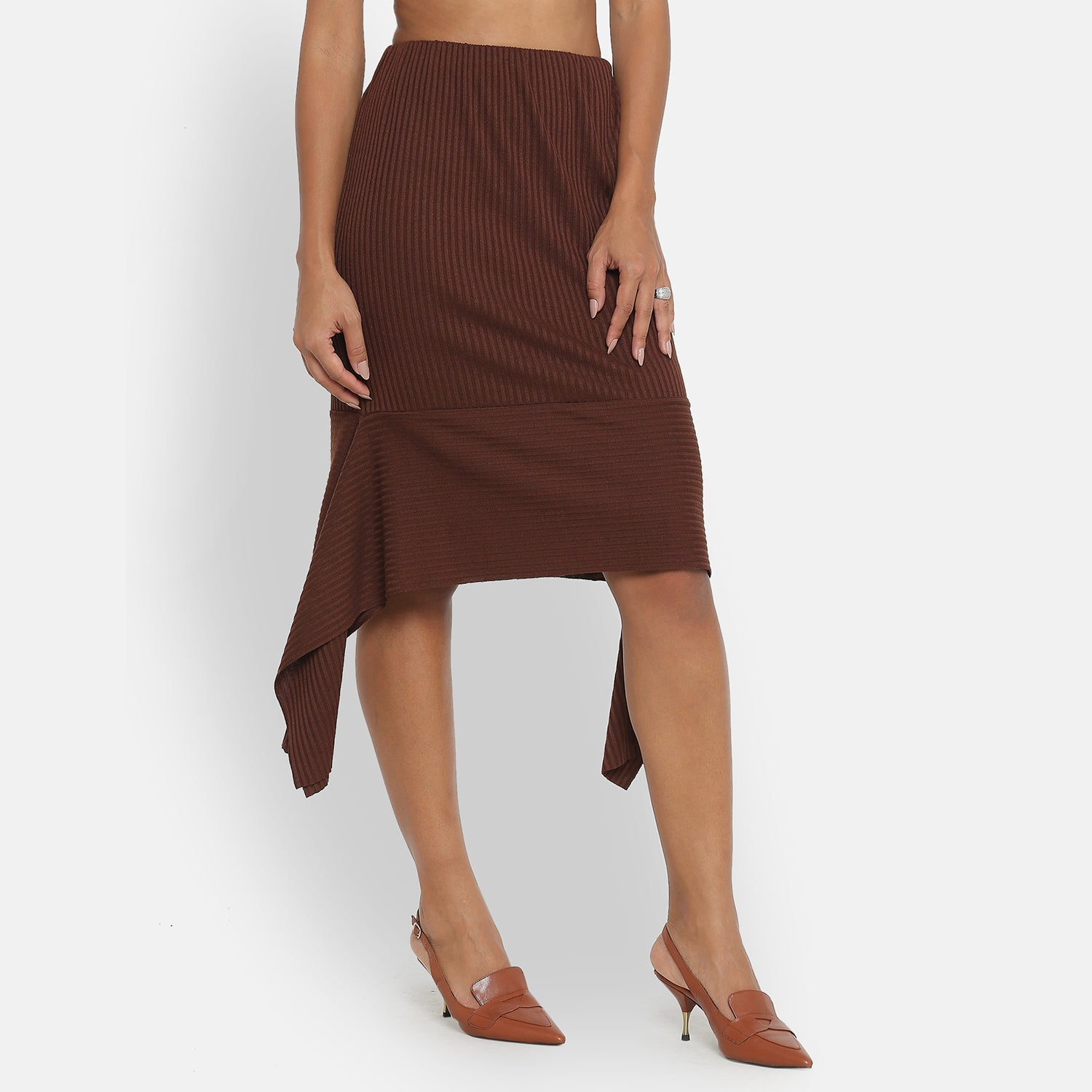 Brown Ribbed Skirt