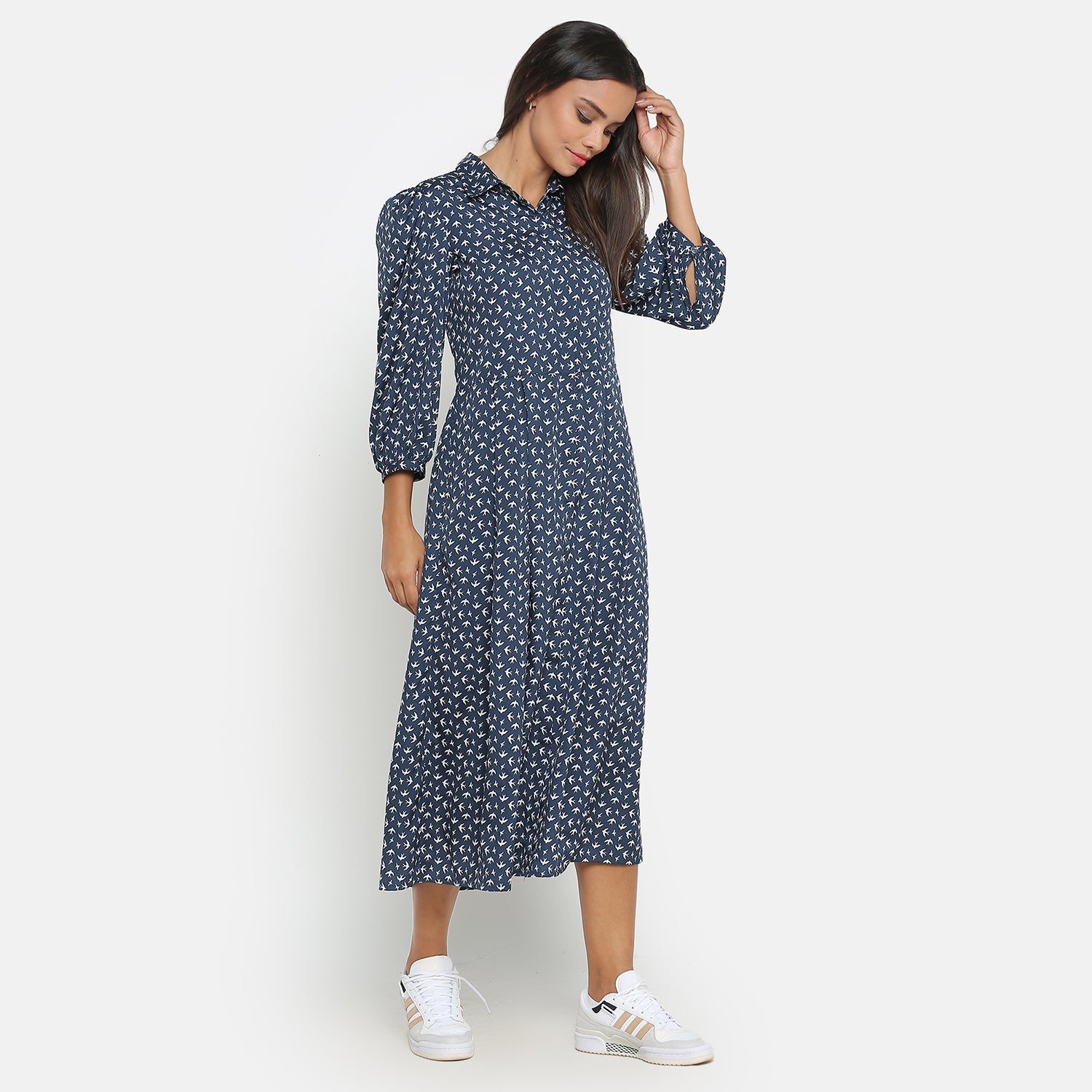 Blue Bird Printed Long Dresses for Women-4