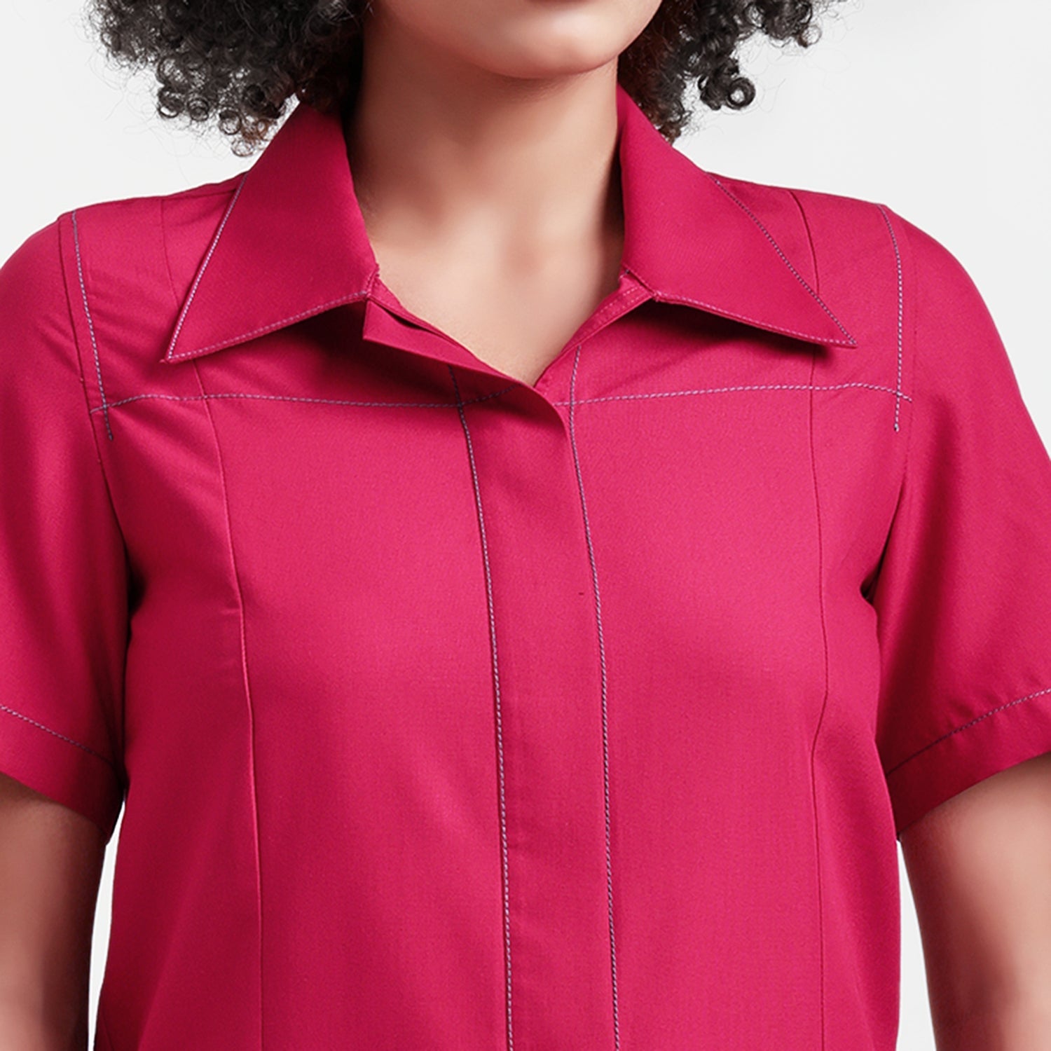 Red Short Jacket With Top Stitch