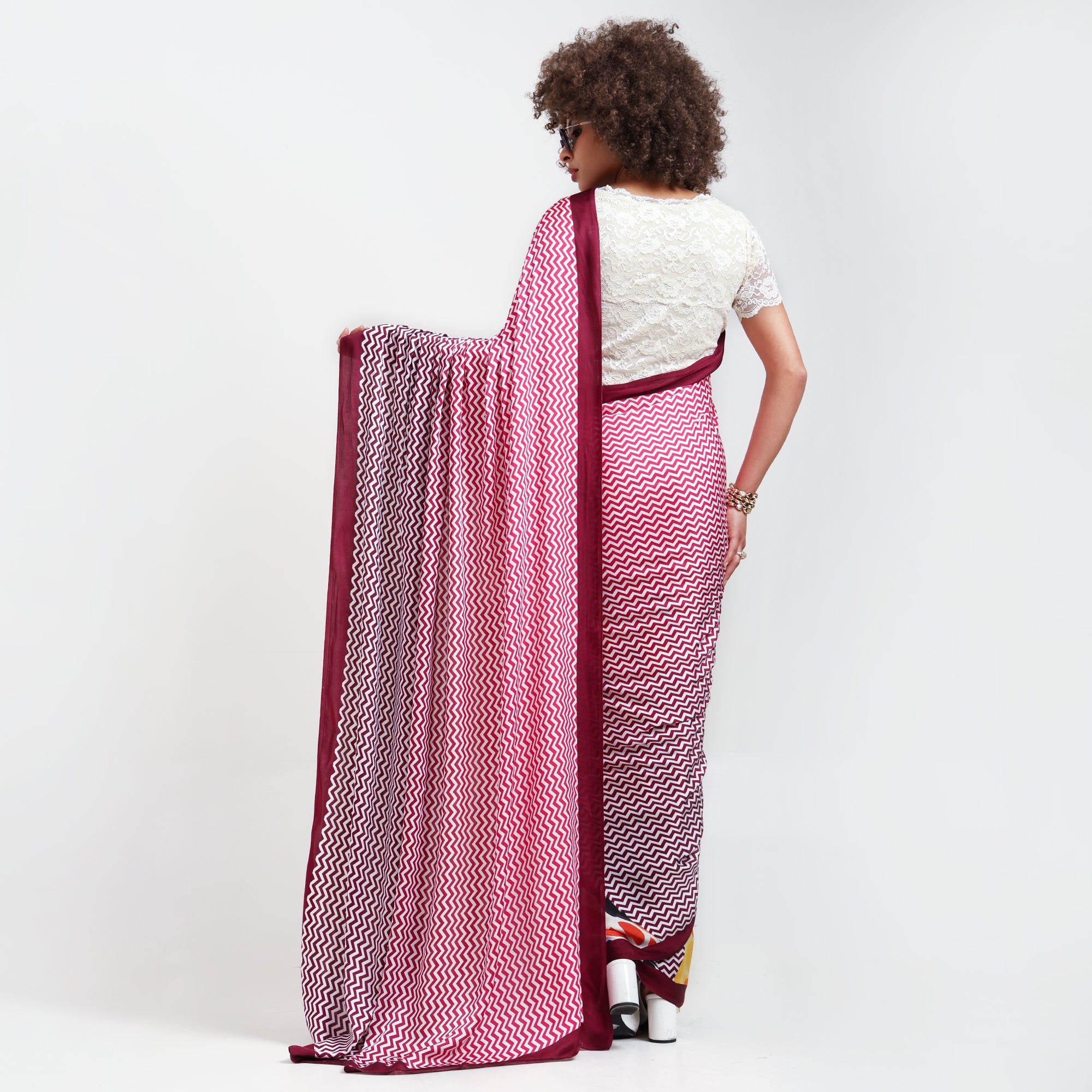 Giraffe Printed Modal Satin Saree
