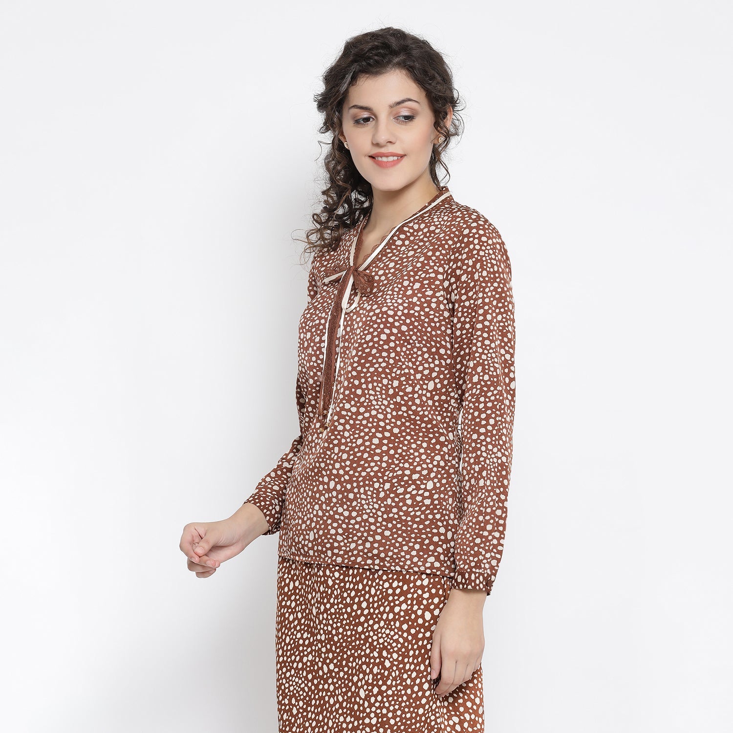Brown Animal Printed Shirt for Women-1