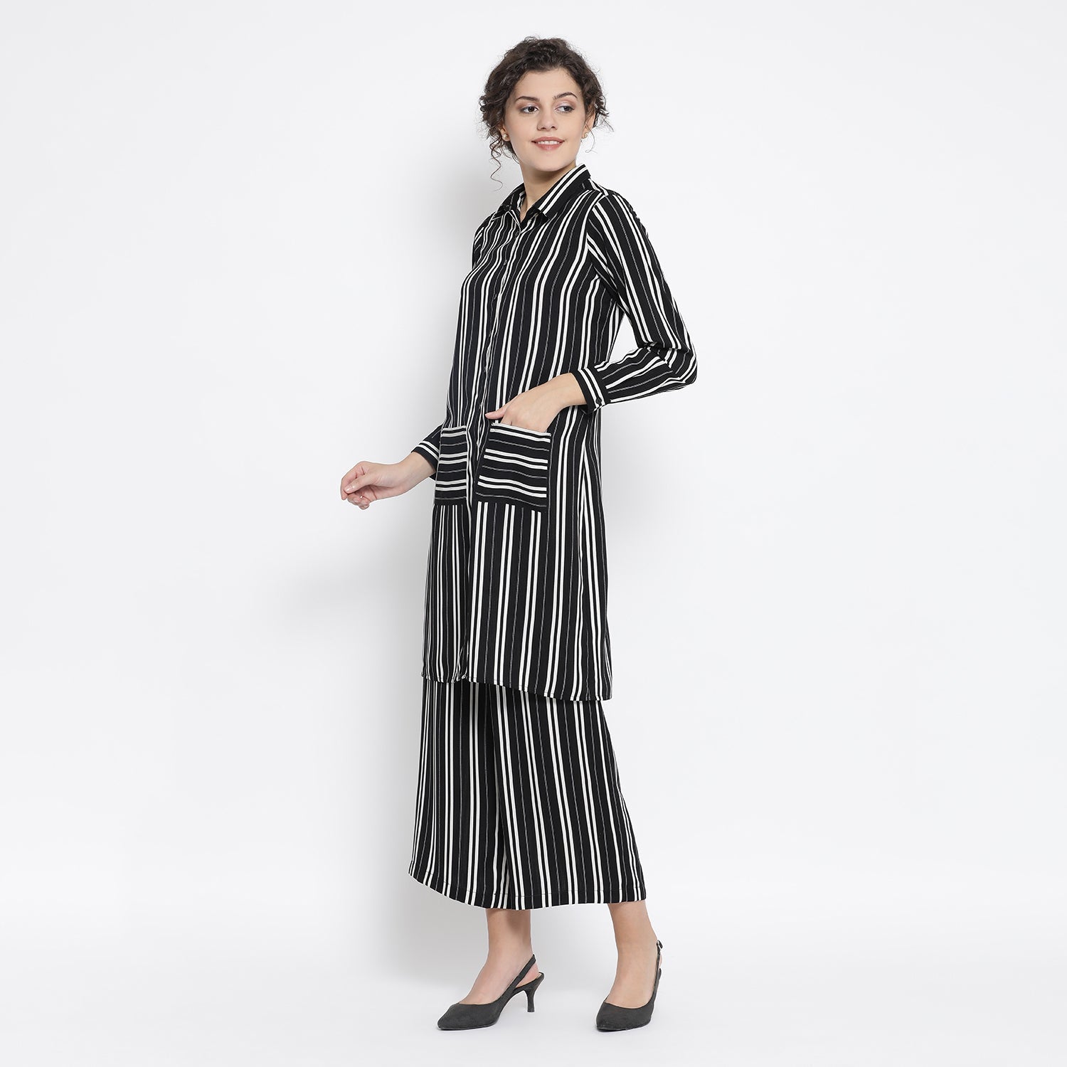 Black and White Stripe Dresses for Women-1