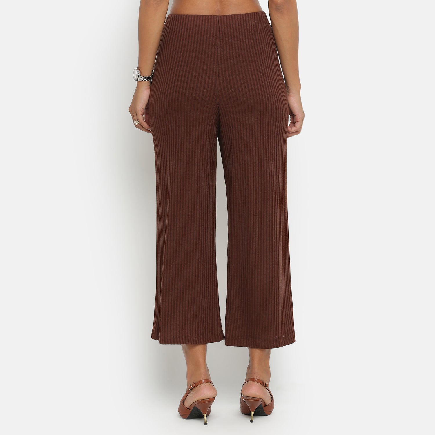 Buy Brown Ribbed Plazzo for Women-1