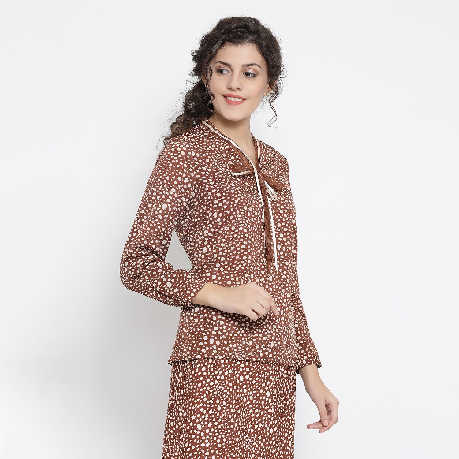 Brown Animal Printed Shirt for Women-2