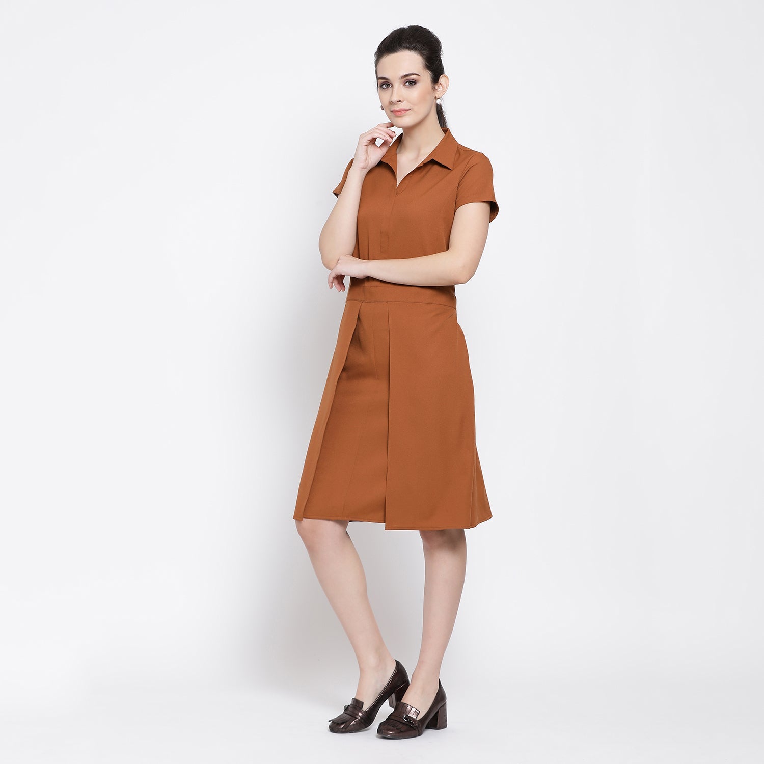 Rust Dress With Flap At Waist