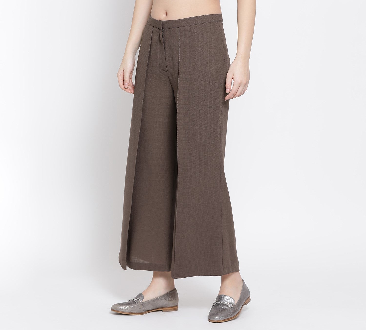 Earth Brown Flap Palazzo for Women-2