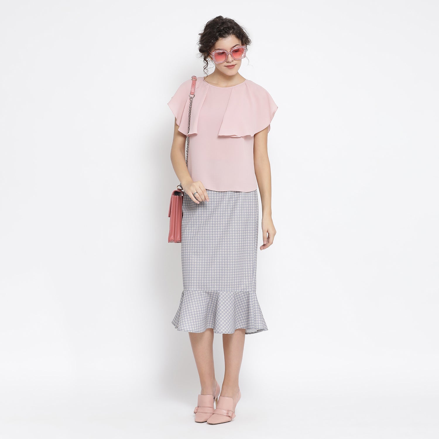 Light Grey Lycra Fish Cut Skirt