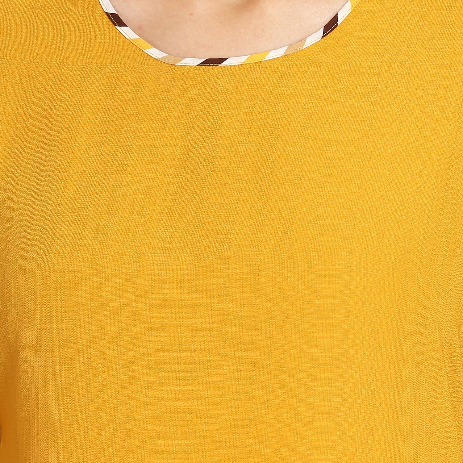 Yellow Round Neck Kurta for Women-5
