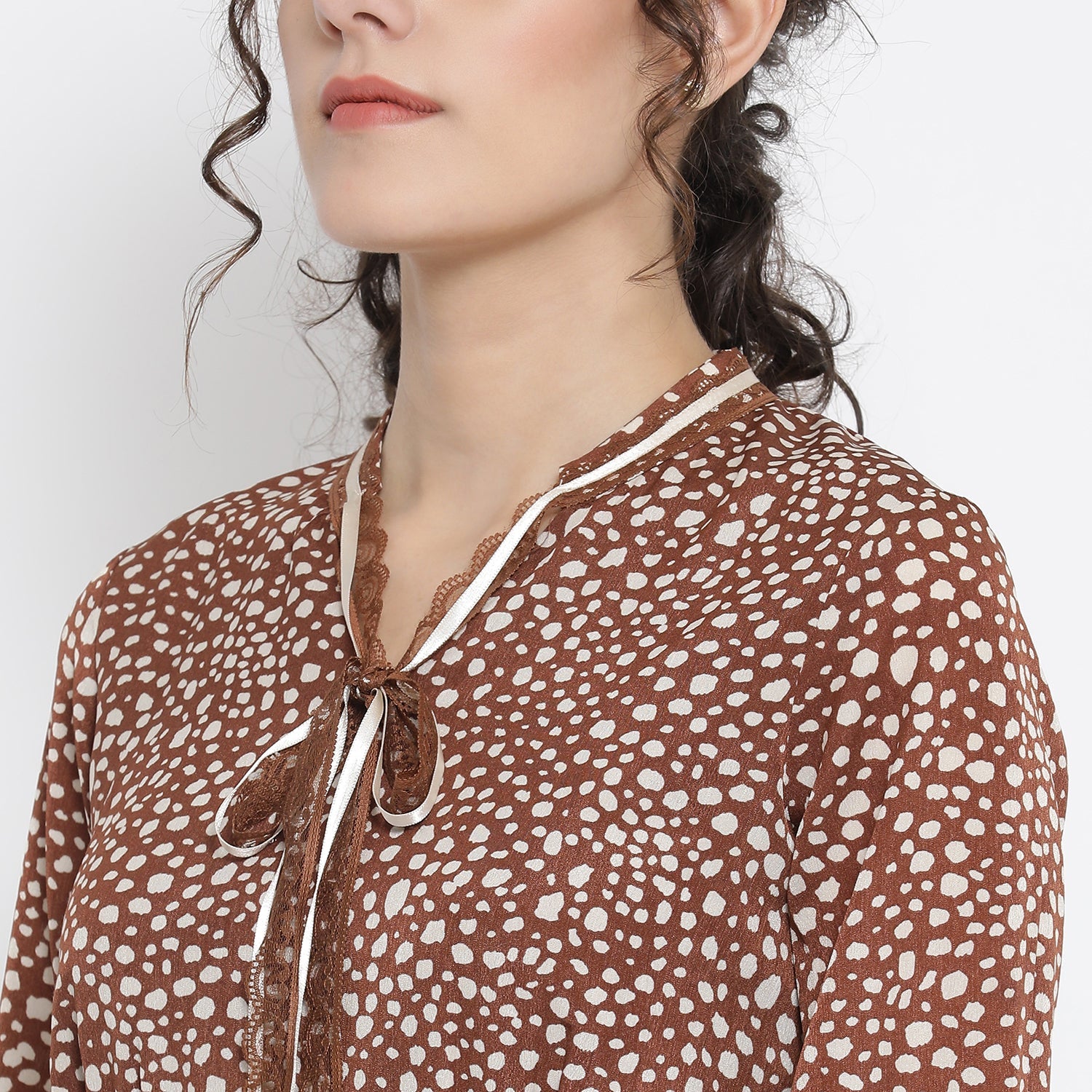Brown Animal Print Bias Dresses for Women-5