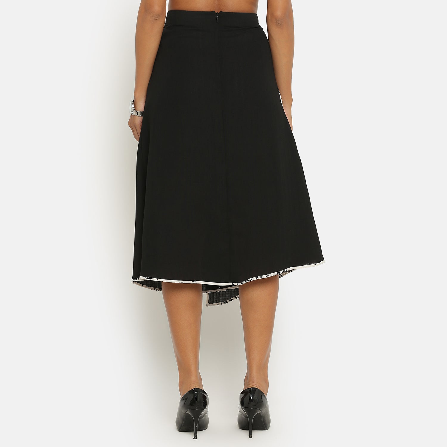 Black Asymmetrical Skirt With Contrast Piping, frocks for women	
indian designer skirts?	