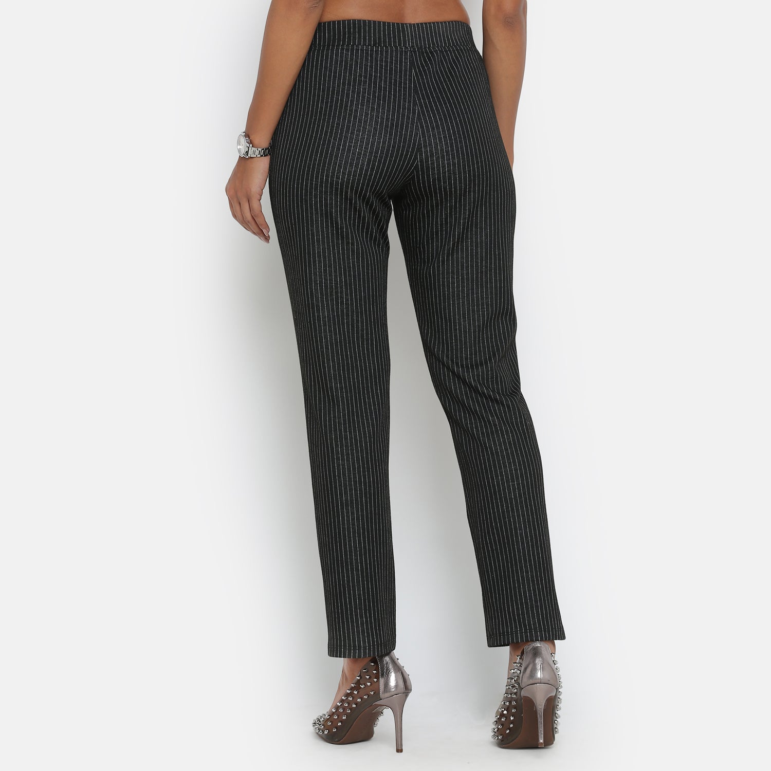Black Knit Pant With Lines, formal pants	
loose pants for women	
