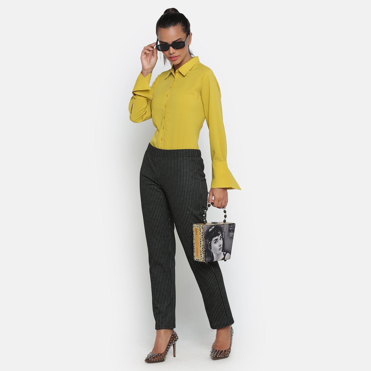Black Knit Pant With Lines, formal pants	
loose pants for women	