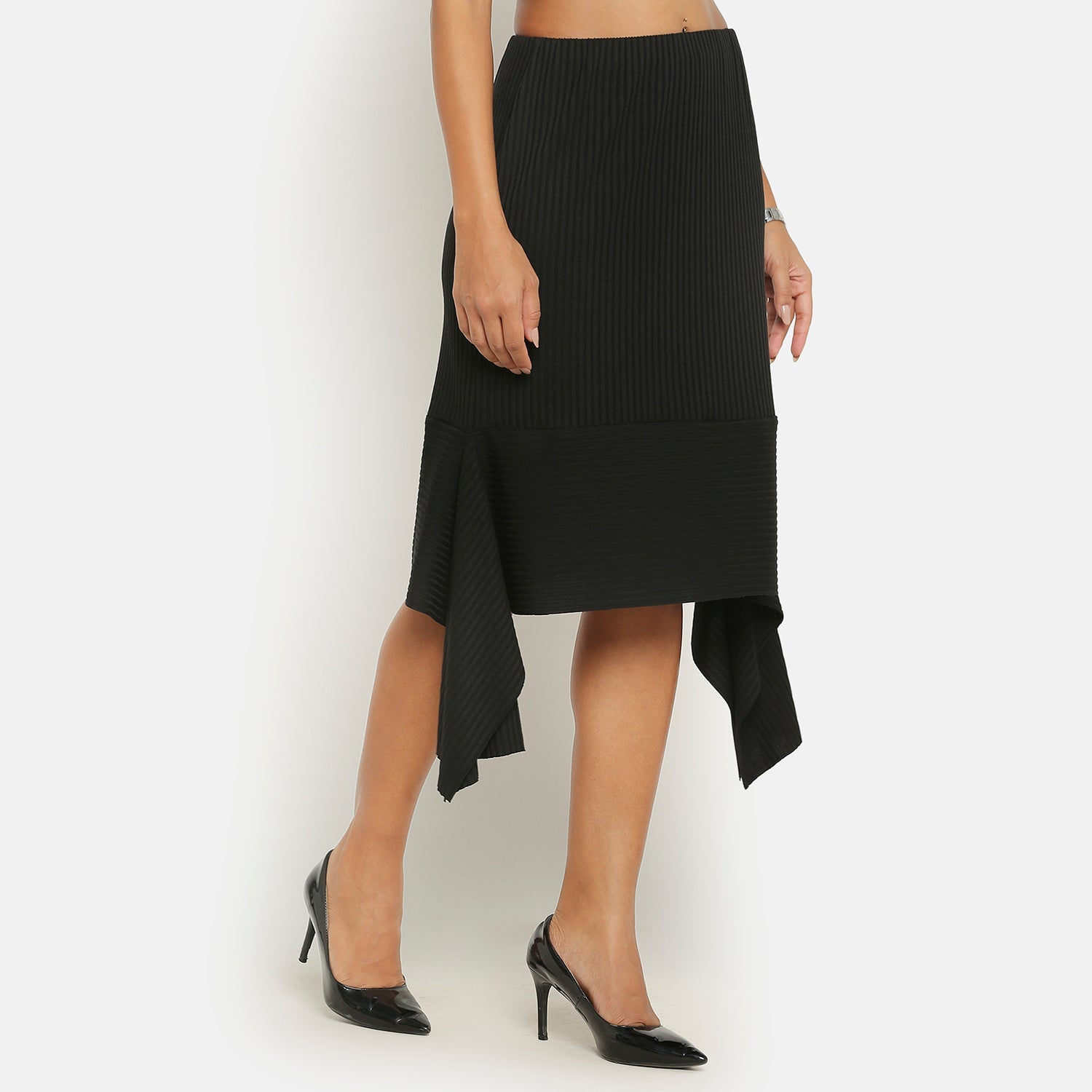 Black Ribbed Skirt, frocks for women	
indian designer skirts?