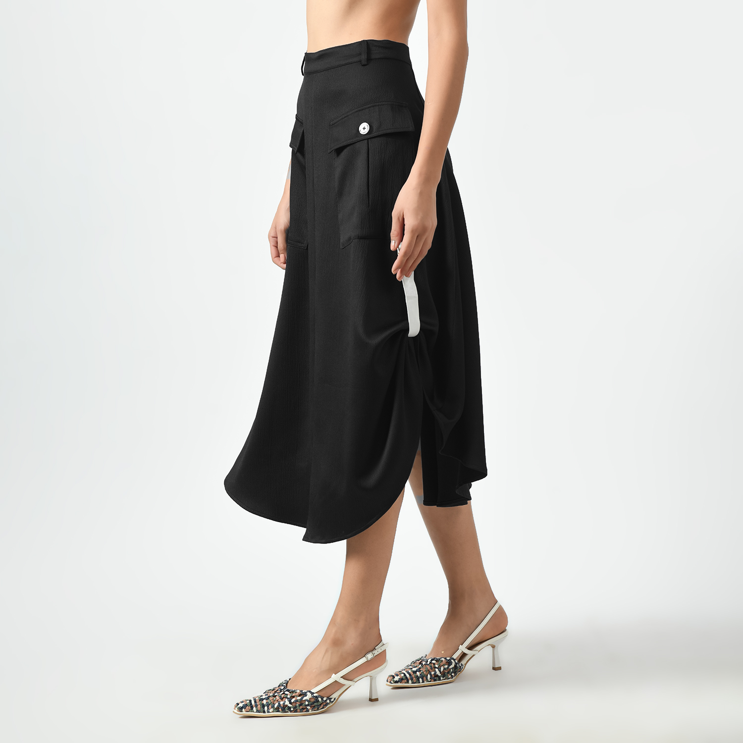 Black Skirt With Pocket, black skirts, skirt with pocket, formal frocks for work , office dresses for women, traditional office skirts , designer skirts for work