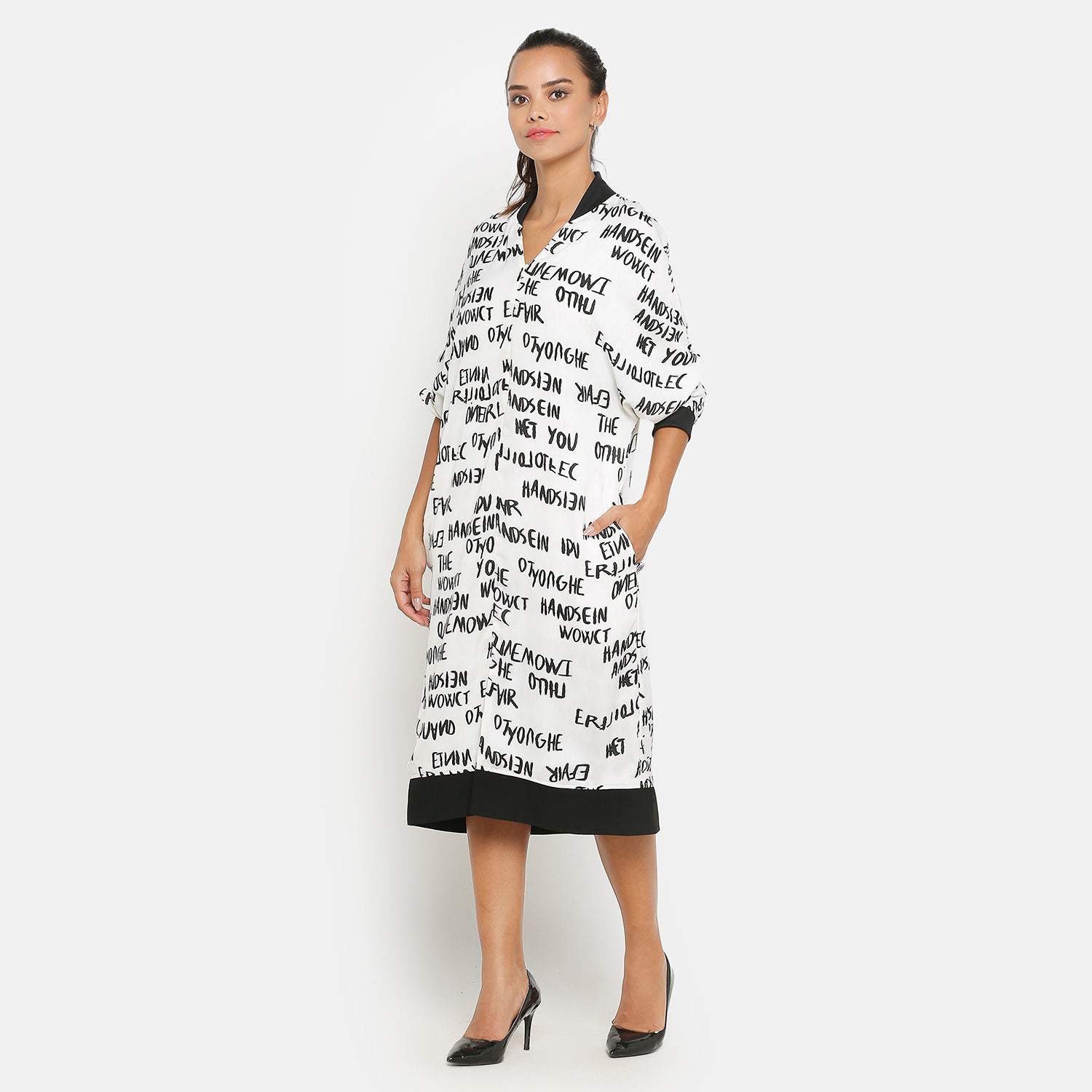 Buy Black & White Printed Dresses for Women-3	