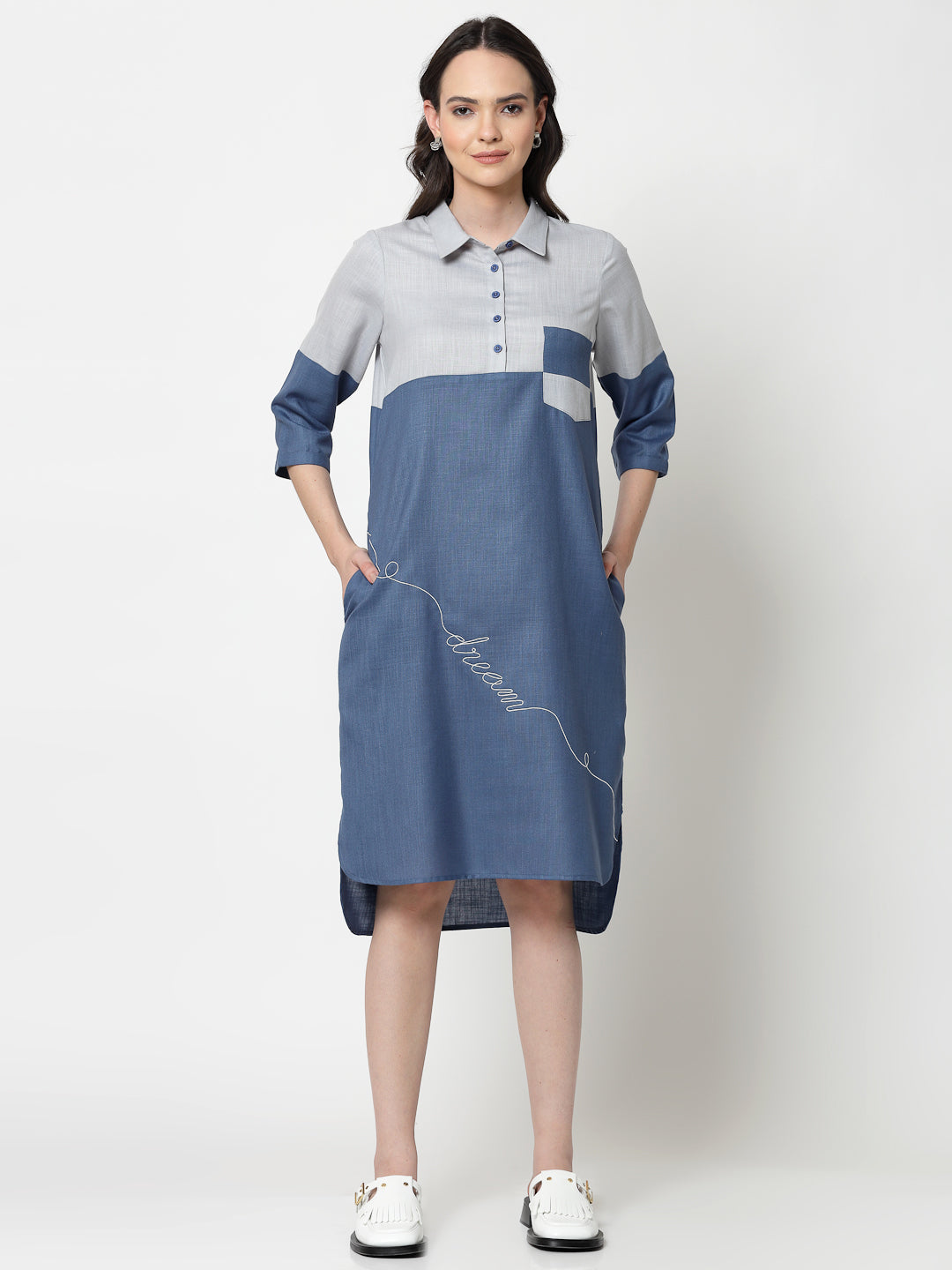 Buy Blue Double Colour Dresses for Women-4