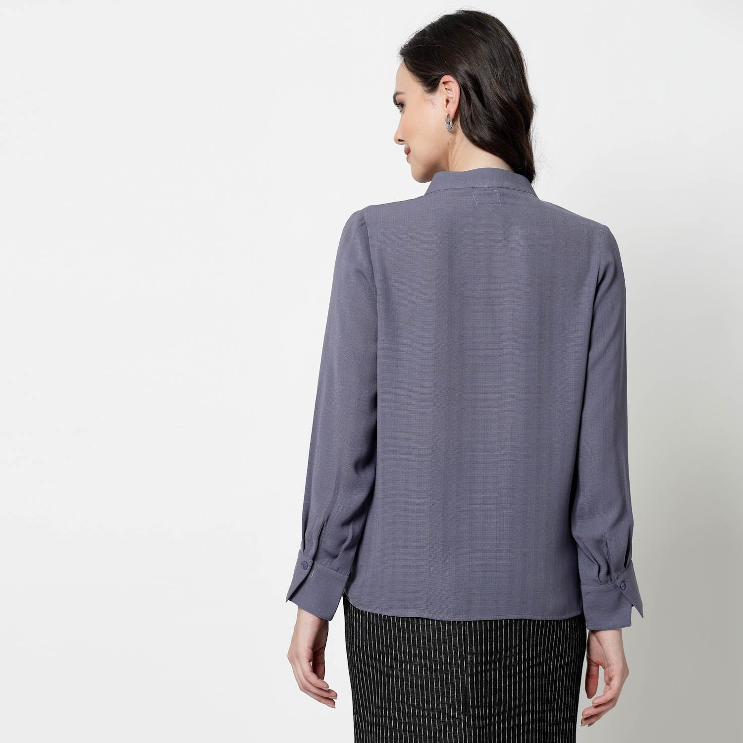 Blue Formal Top With Frill Collar, formal tops for women	
tops for women stylish	
office dress for women	
stylish tops for women	