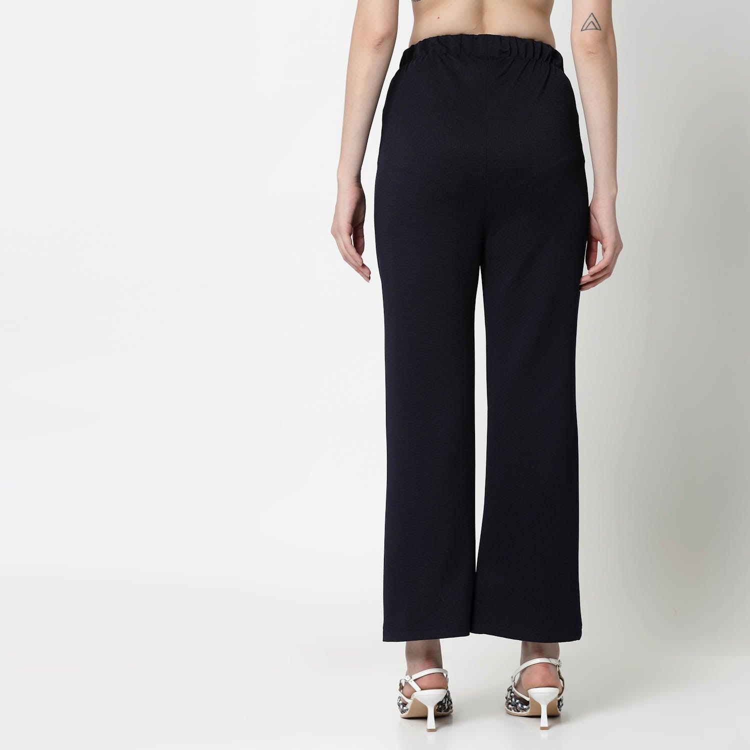 Blue Lycra Bell Bottom Pant, formal pants, loose pants for women	