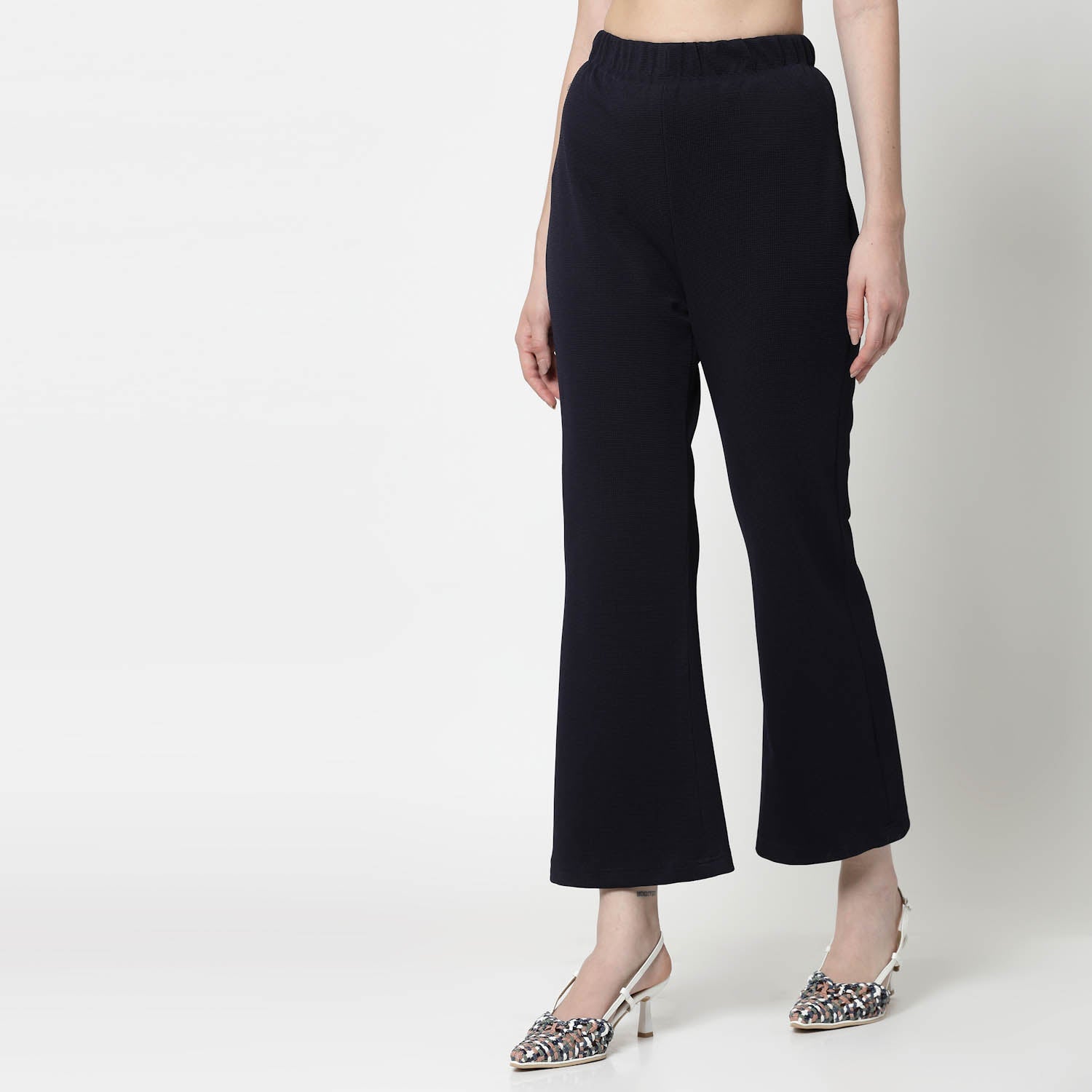 Blue Lycra Bell Bottom Pant, formal pants, loose pants for women	