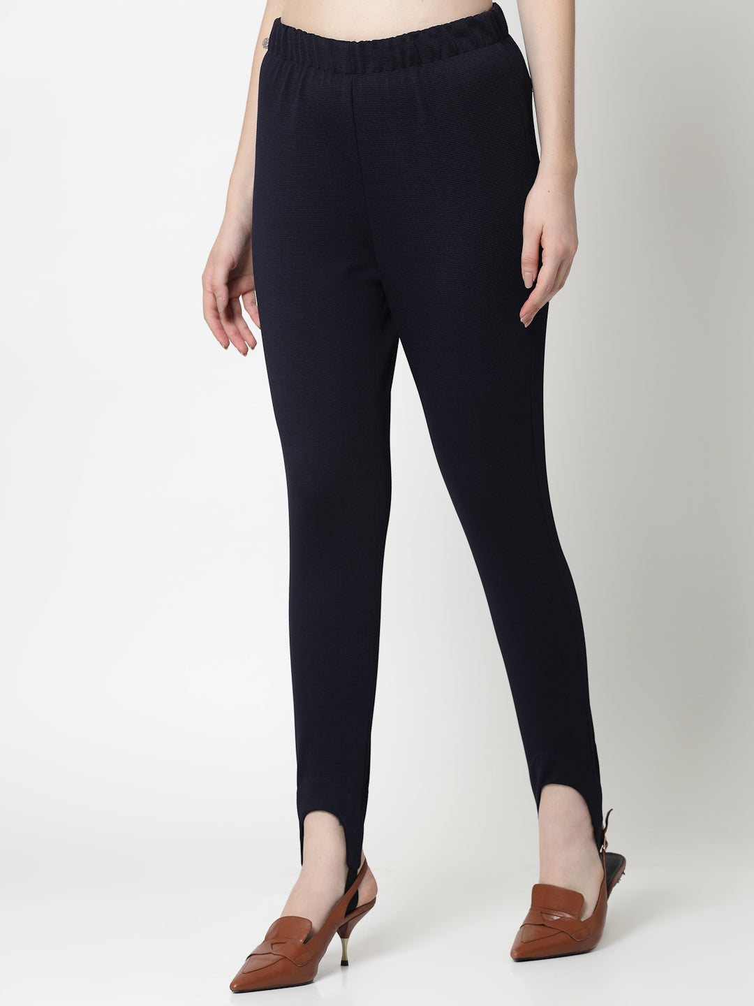 Blue Lycra Pant With Foot Straps, formal pants	
loose pants for women	