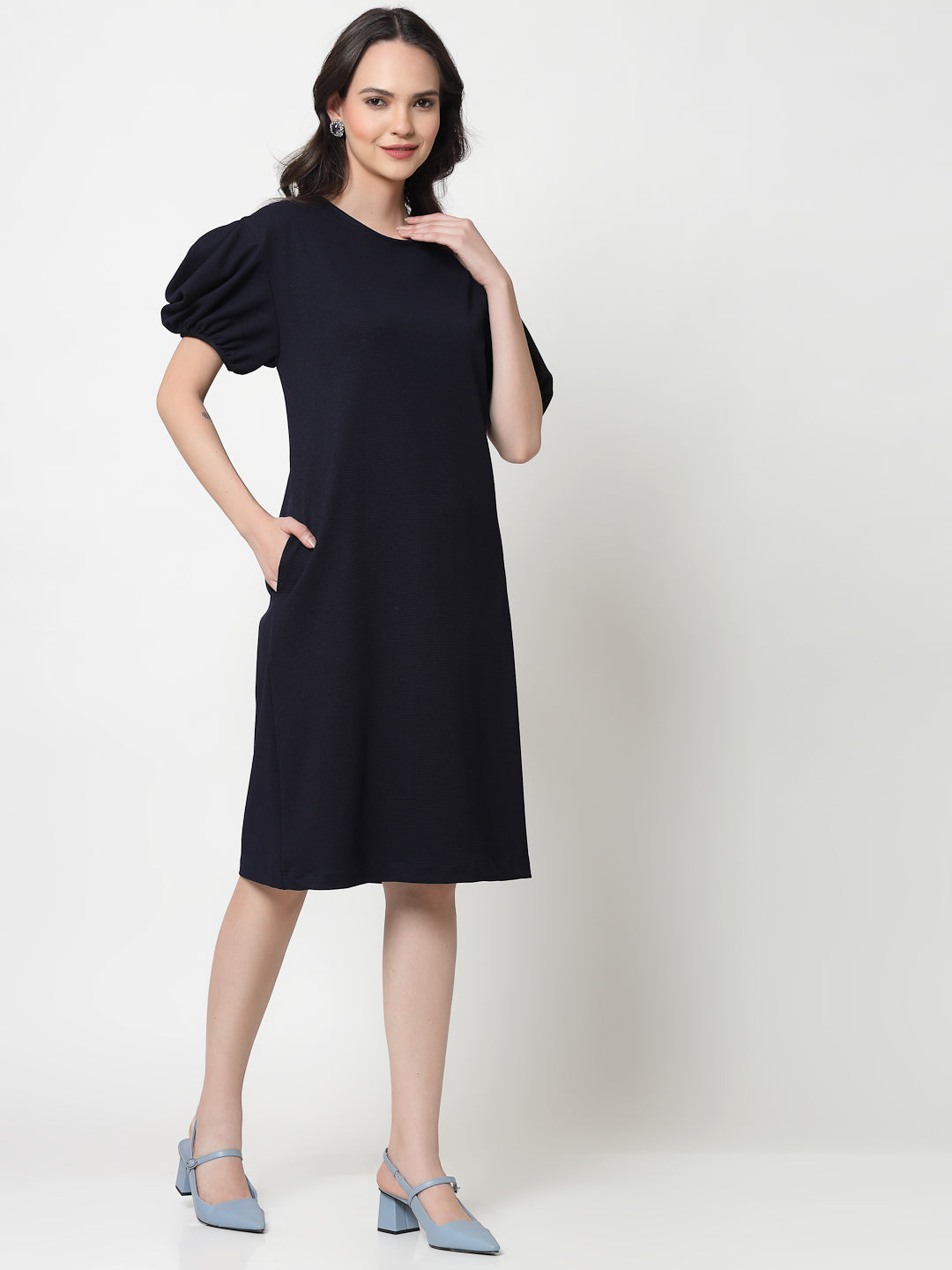 Buy Blue Lycra Dresses for Women -2