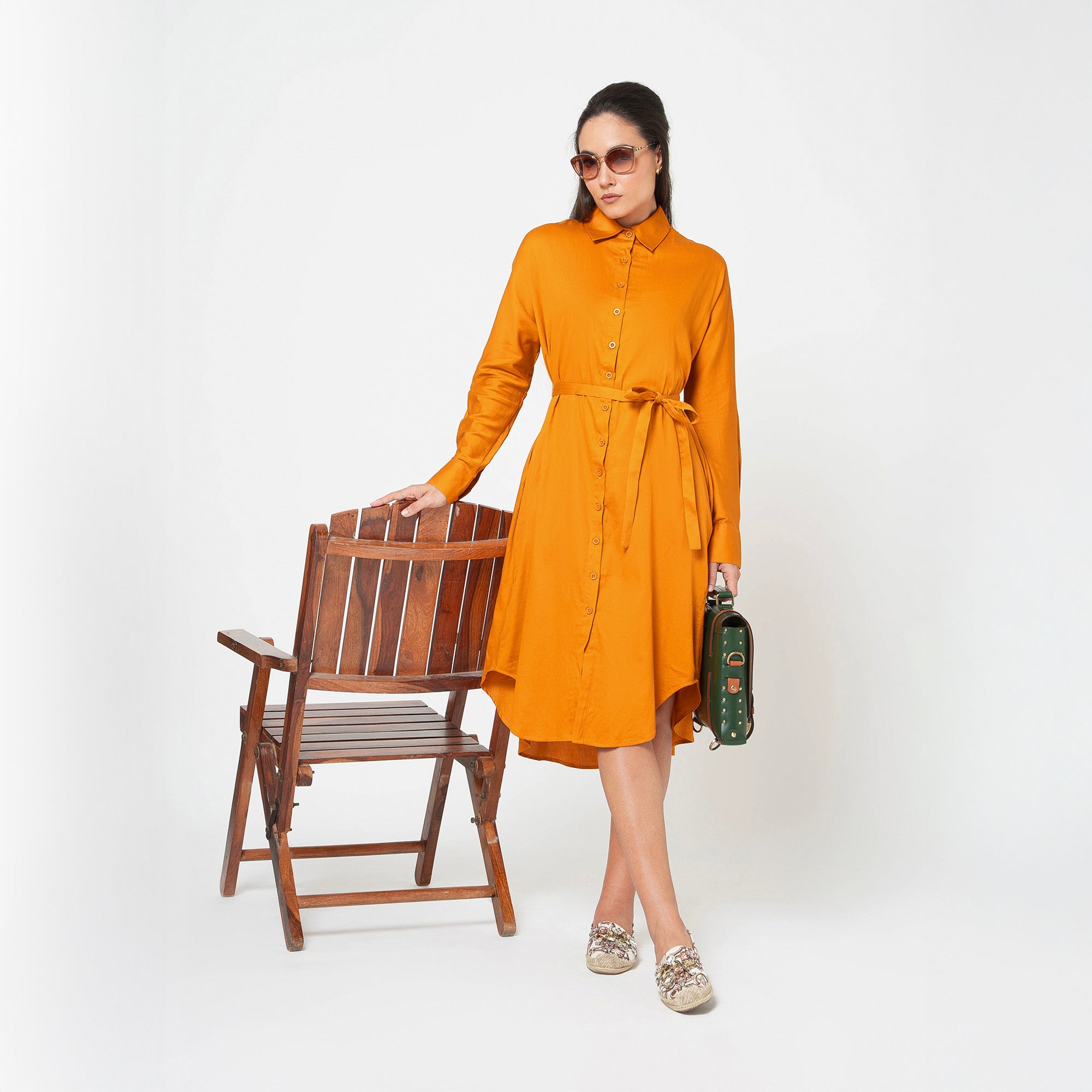 Mustard Cotton Long Shirt