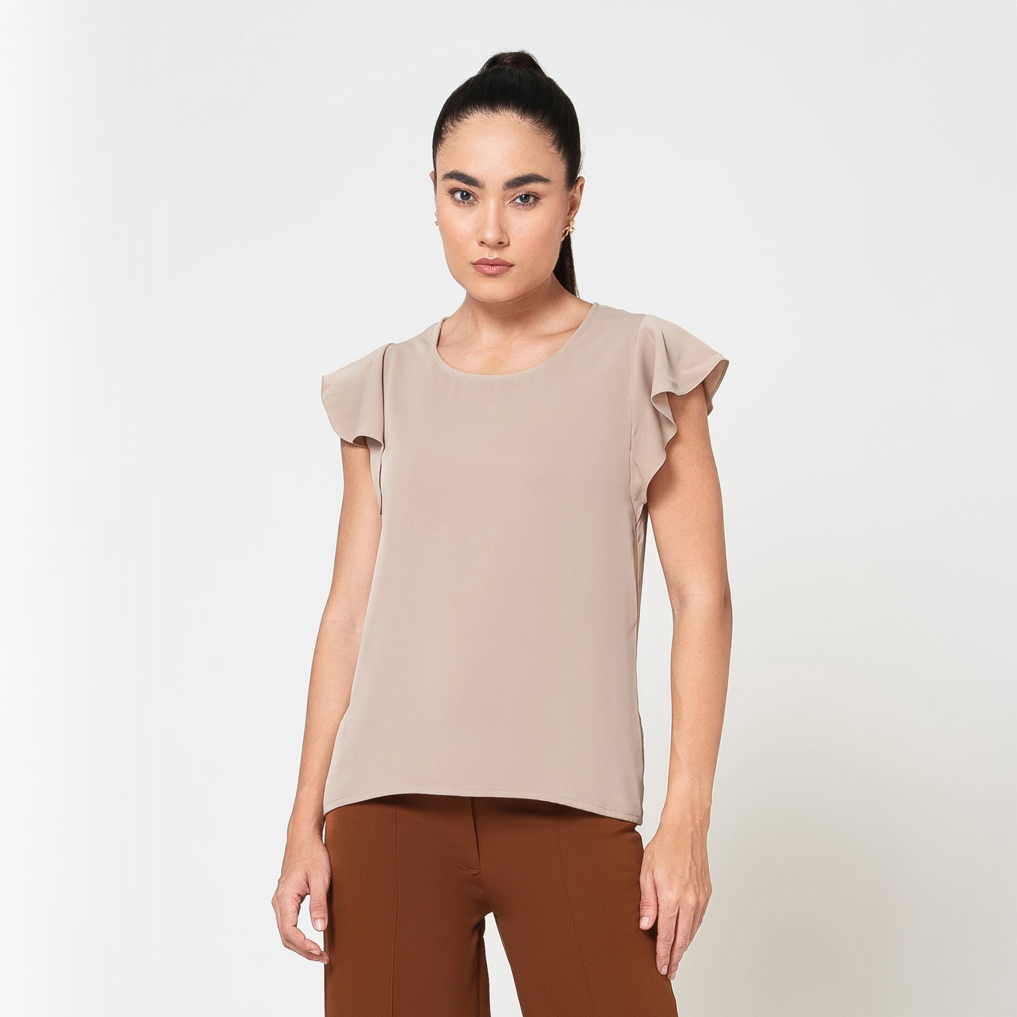 Off White Top with frill on sleeve