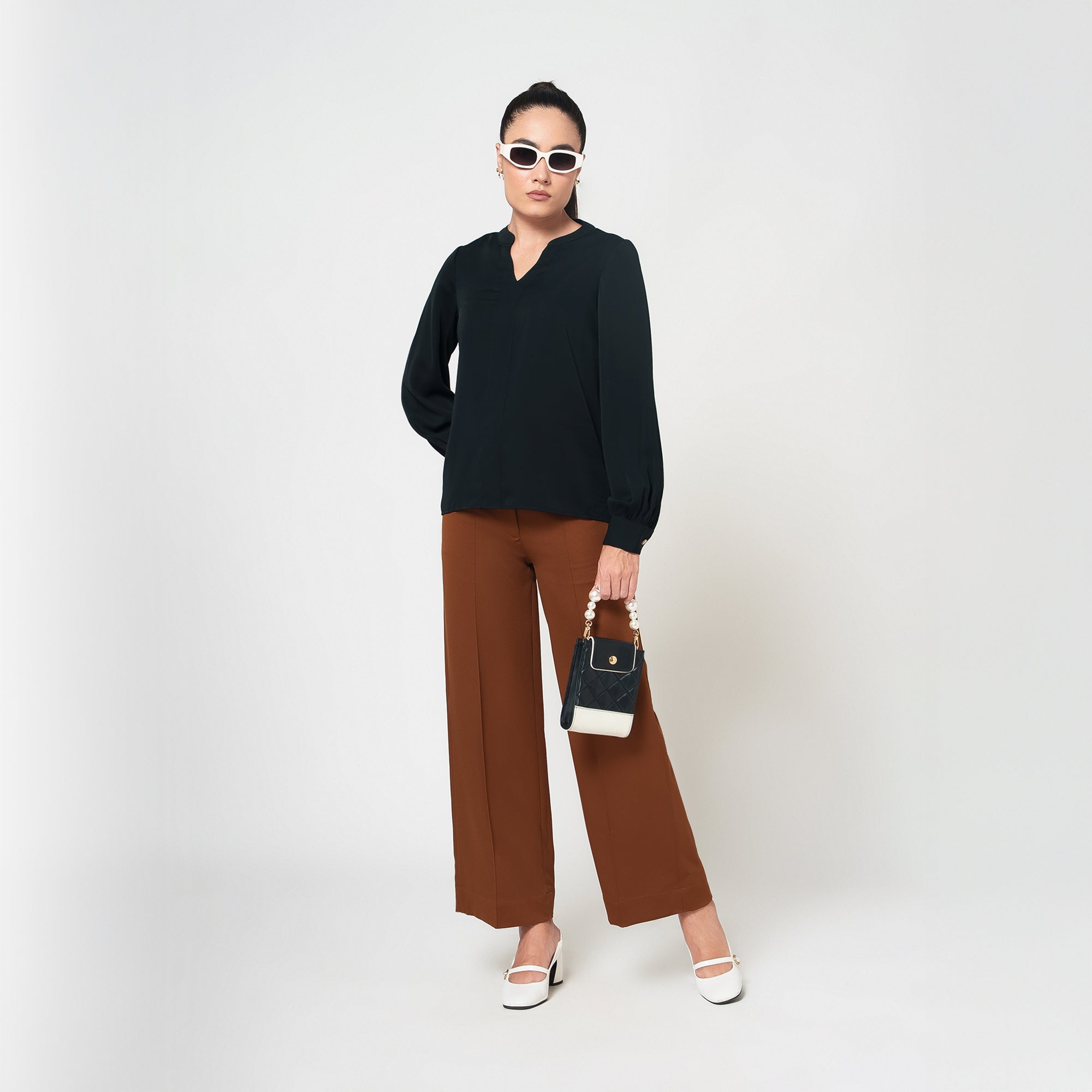 Black Crepe Full Sleeves Top