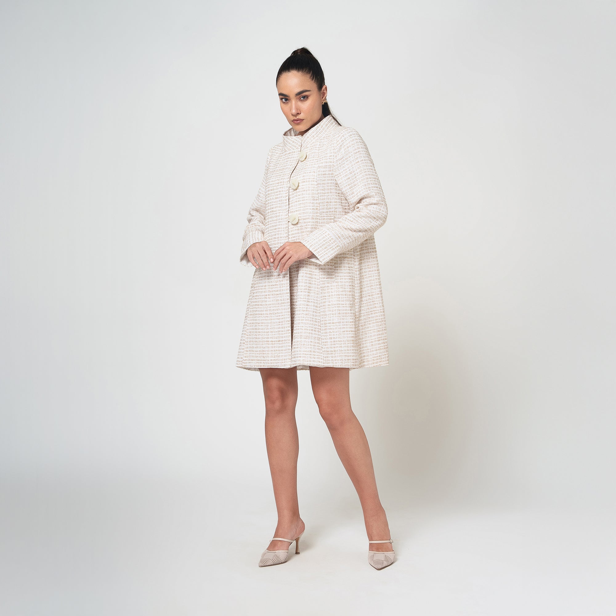 Off White Box Textured Overcoat