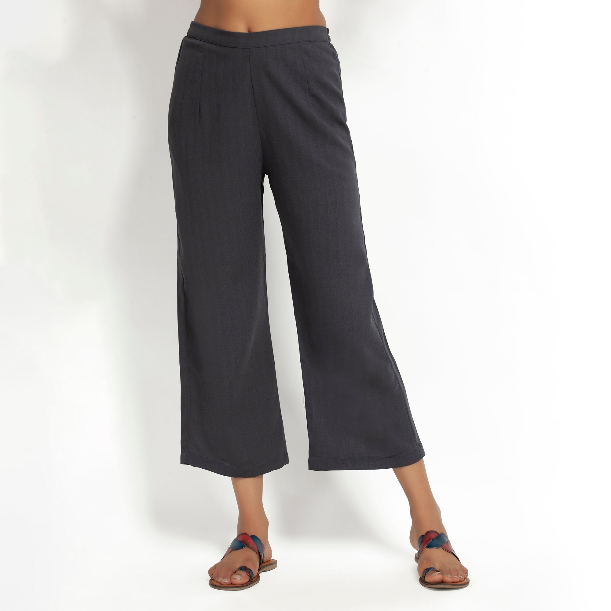 Dark Grey Straight Plazzo for Women