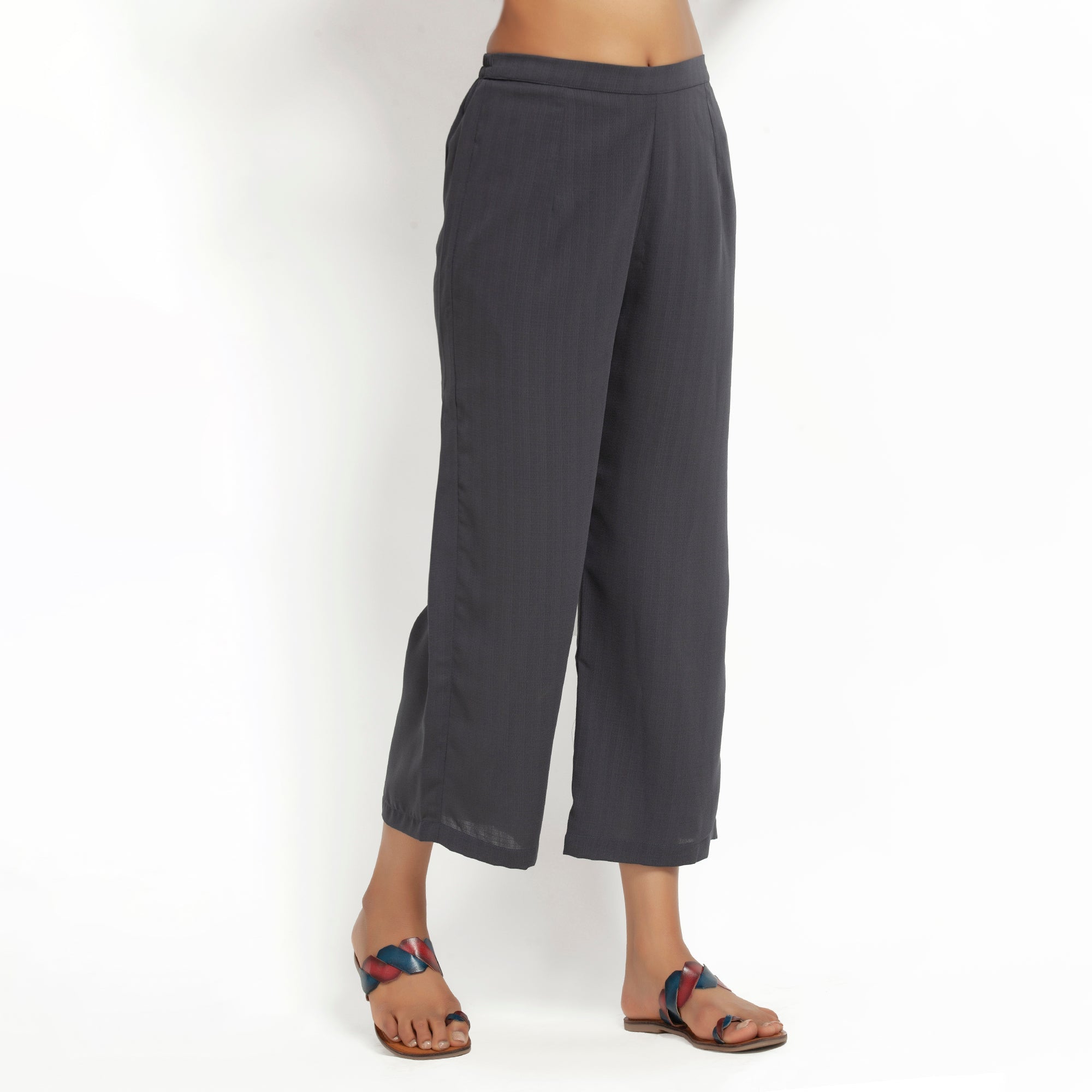 Dark Grey Straight Plazzo for Women-2