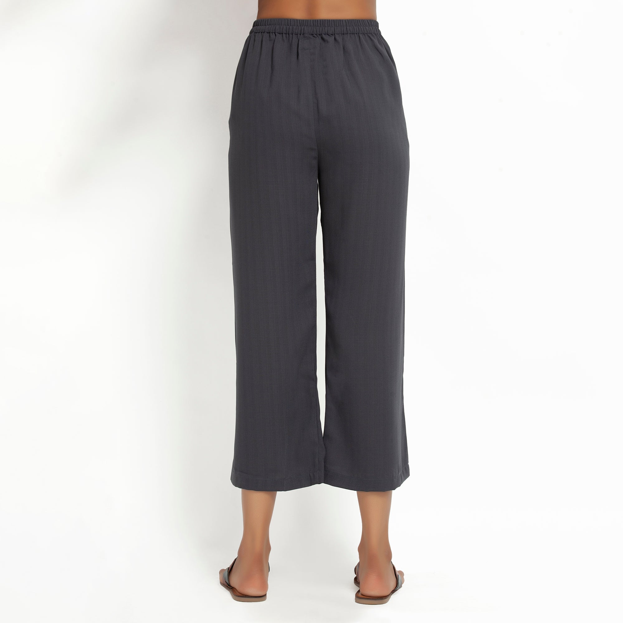 Dark Grey Straight Plazzo for Women-1