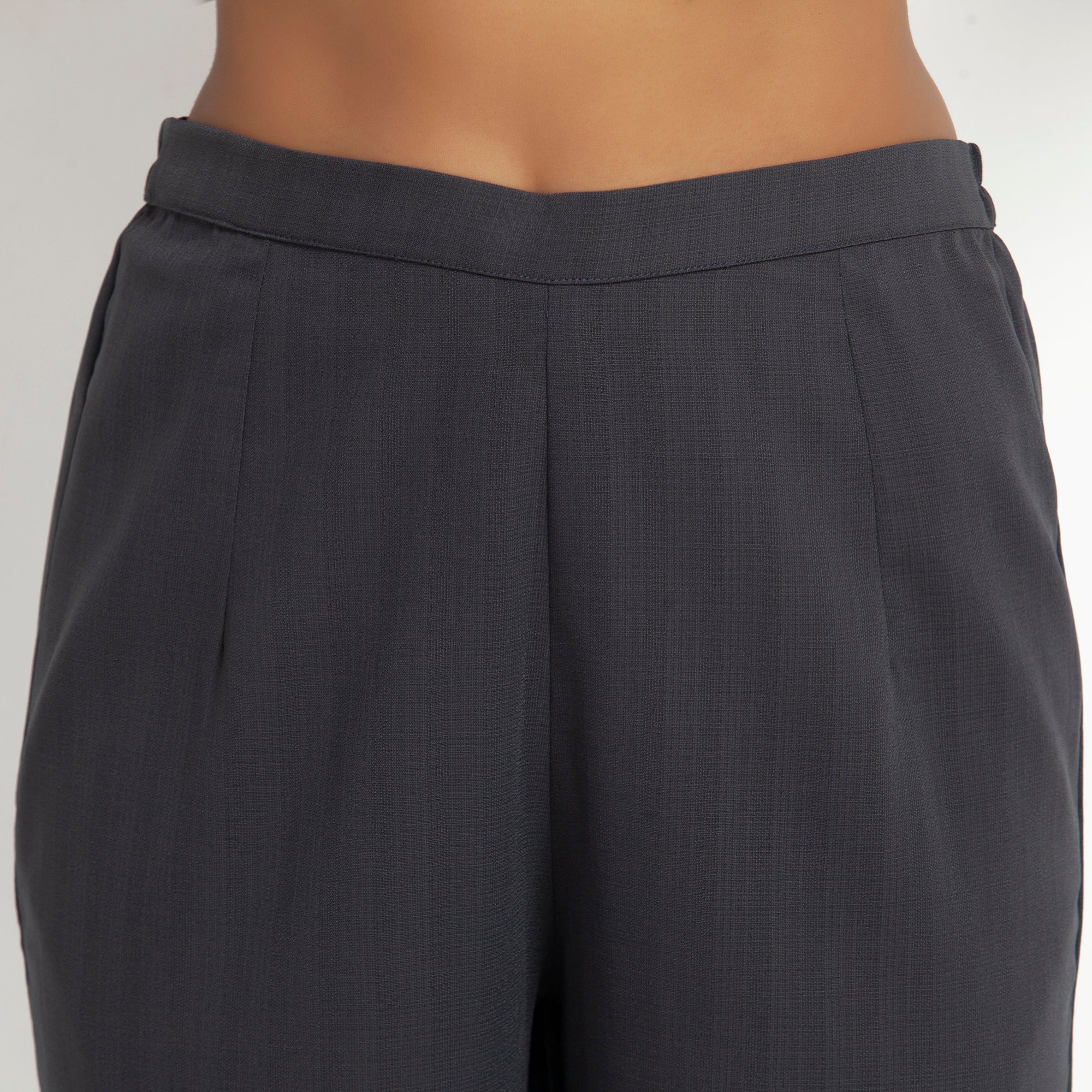 Dark Grey Straight Plazzo for Women-3